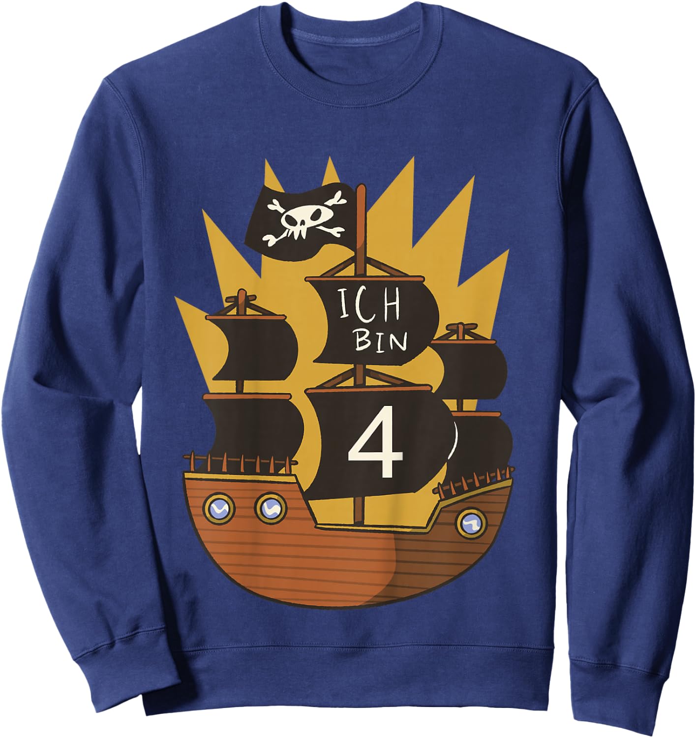Ich bin 4 Jahre Junge 4. Geburtstag Pirat Piratenschiff Sweatshirt - Sweatshirt | Navy
