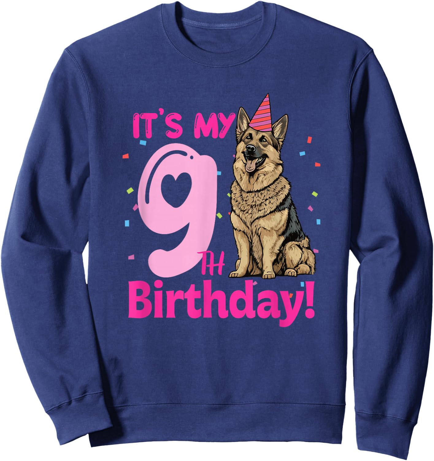 It's My 9th Birthday German Shepherd Dog Lovers 9 Years Old Sweatshirt - Sweatshirt | Navy