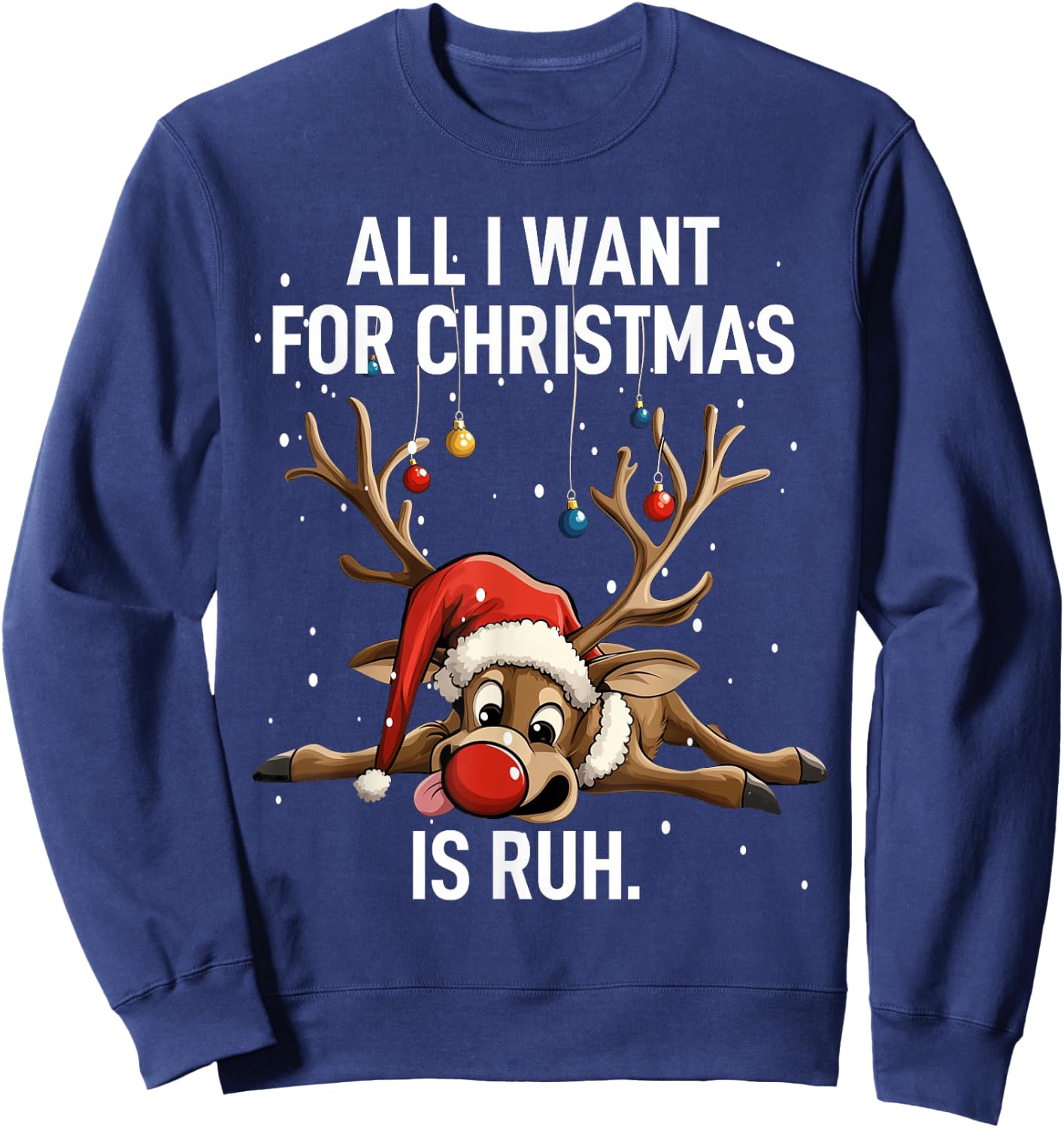 Christmas Shirt Men's Gifts Funny Reindeer , black Sweatshirt - Sweatshirt | Navy