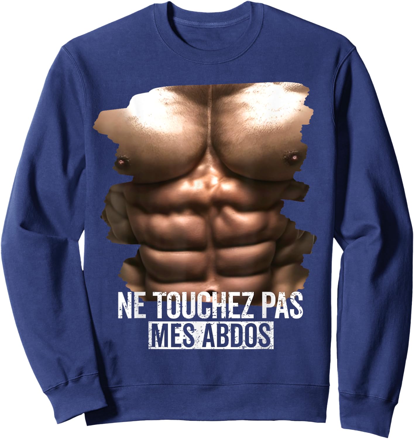 Fake Abs Humor Fake Muscle, Sixpack and Fake Ab Funny , Black, S Sweatshirt - Sweatshirt | Navy