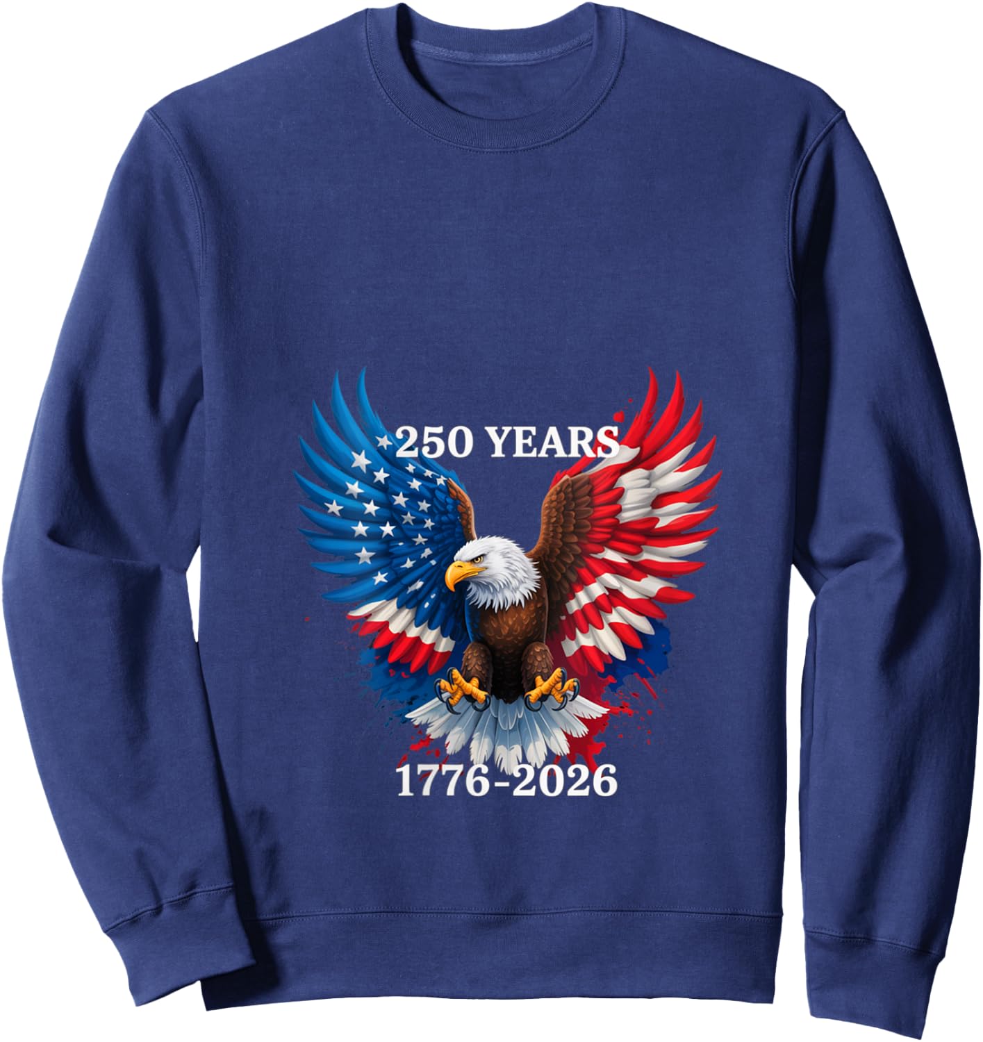 Women's 250 Years American 1776 2026 250th USA Birthday 4th of July V-Neck Sweatshirt - Sweatshirt | Navy