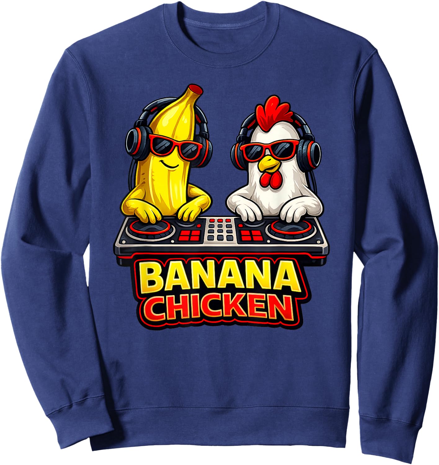 Chicken Banana Boys Kids Youth Funny Sweatshirt - Sweatshirt | Navy