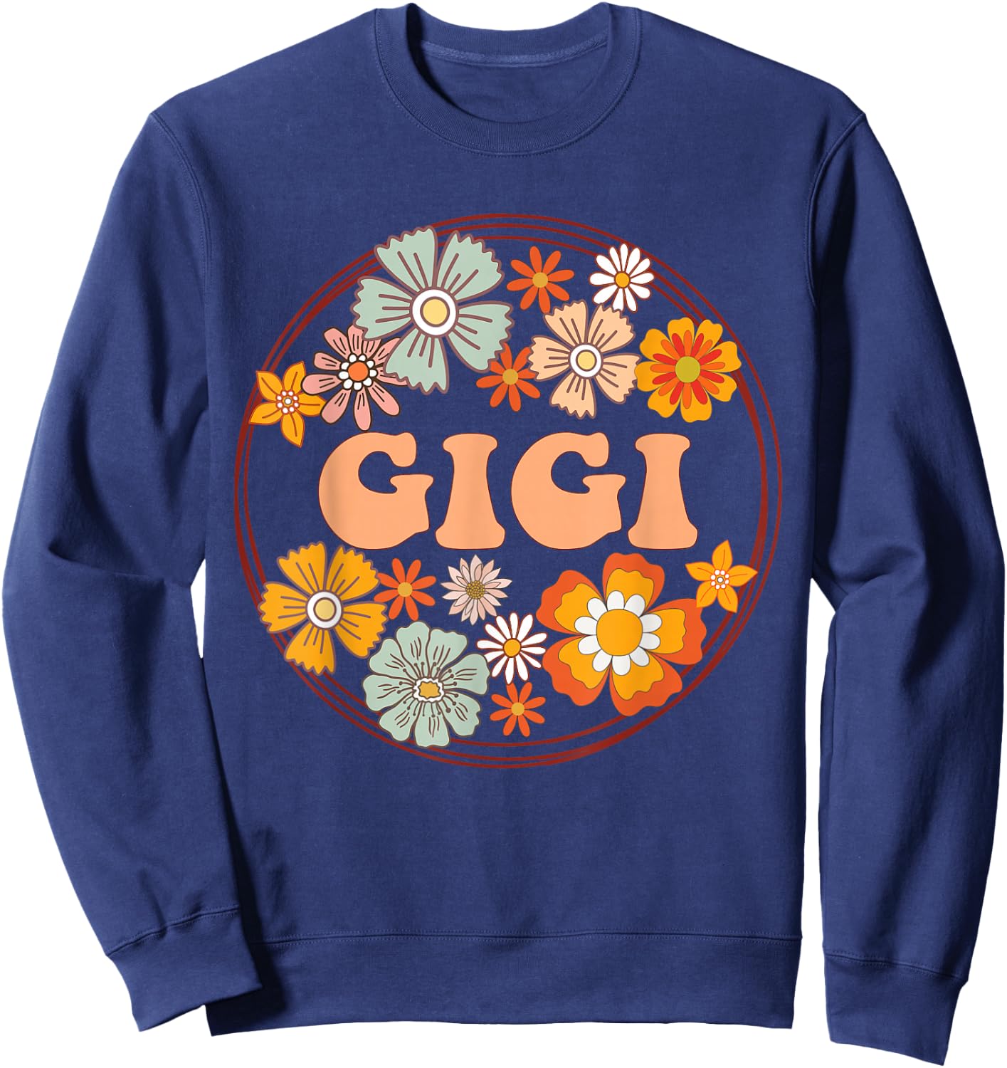 Groovy Gigi Retro Flowers Women Mother's Day Grandma Sweatshirt - Sweatshirt | Navy