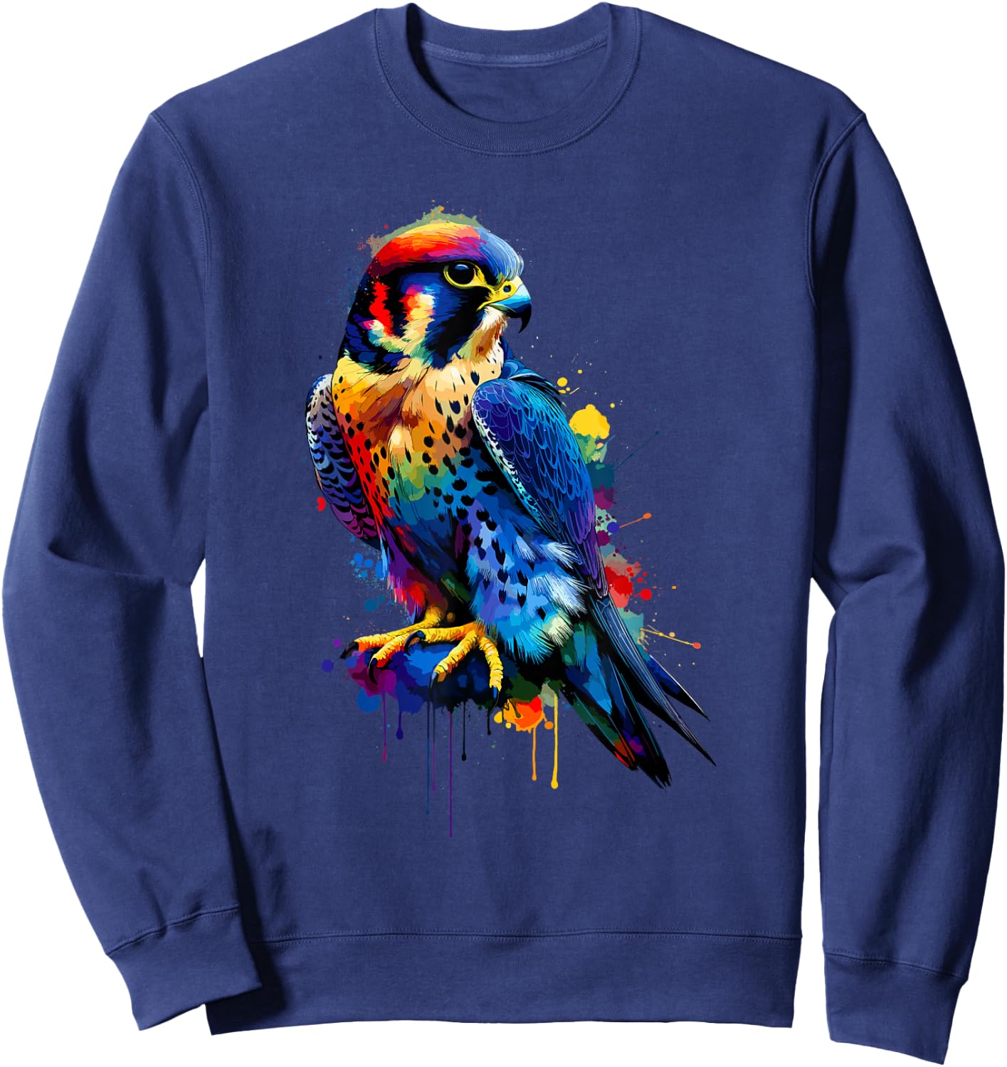 Colorful Splash Art Peregrine Falcon Peregrines Sweatshirt - Sweatshirt | Navy
