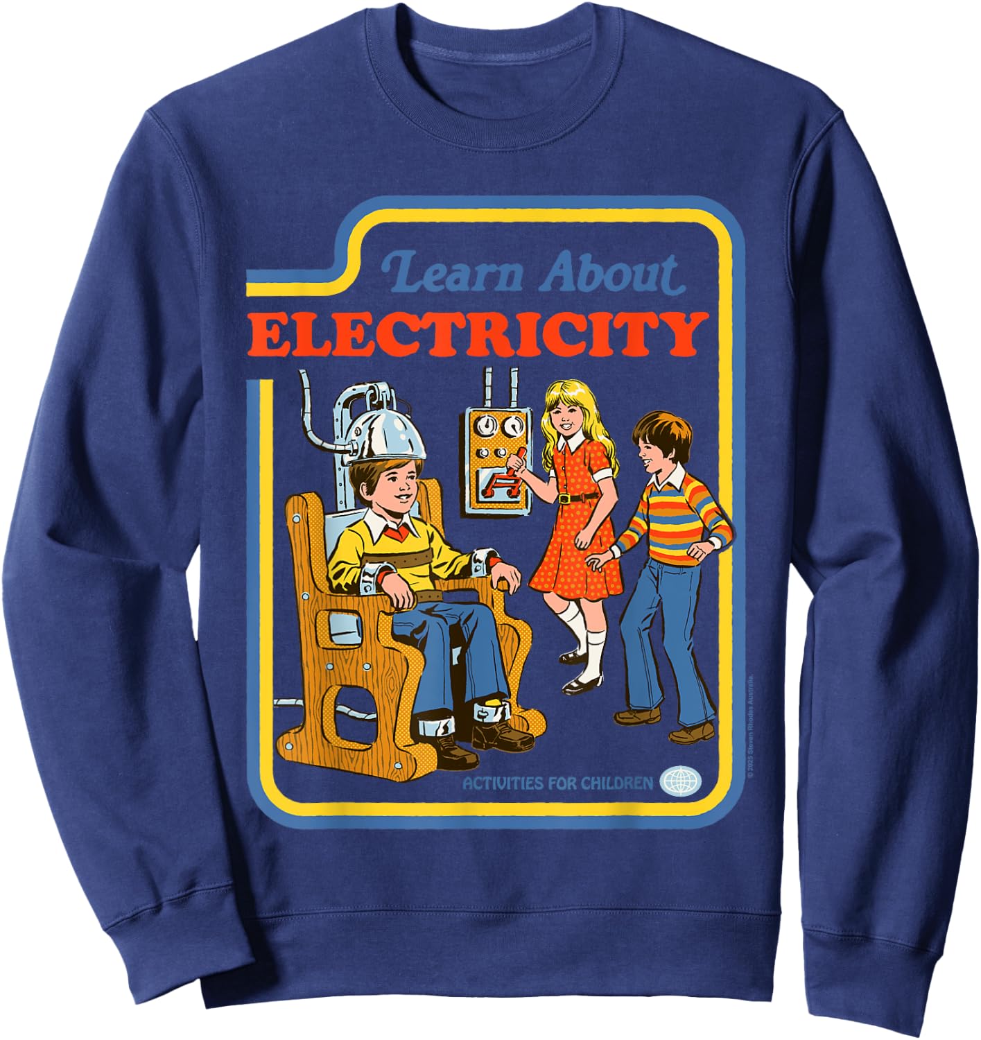 Learn About Electricity Sarcastic Retro Funny Adult Humor Sweatshirt - Sweatshirt | Navy