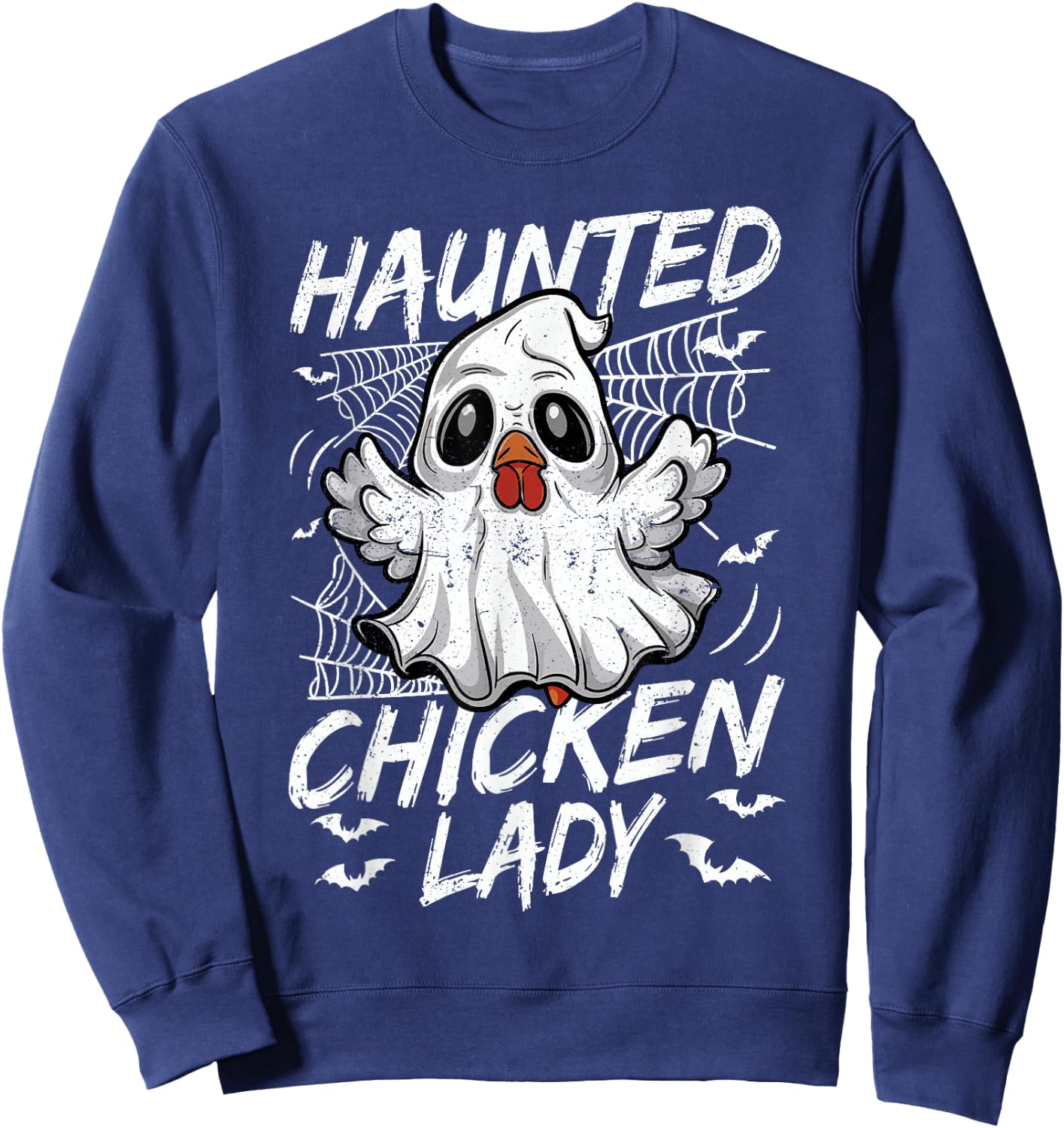 Halloween Chicken Ghost Haunted Chicken Lady Women Sweatshirt - Sweatshirt | Navy