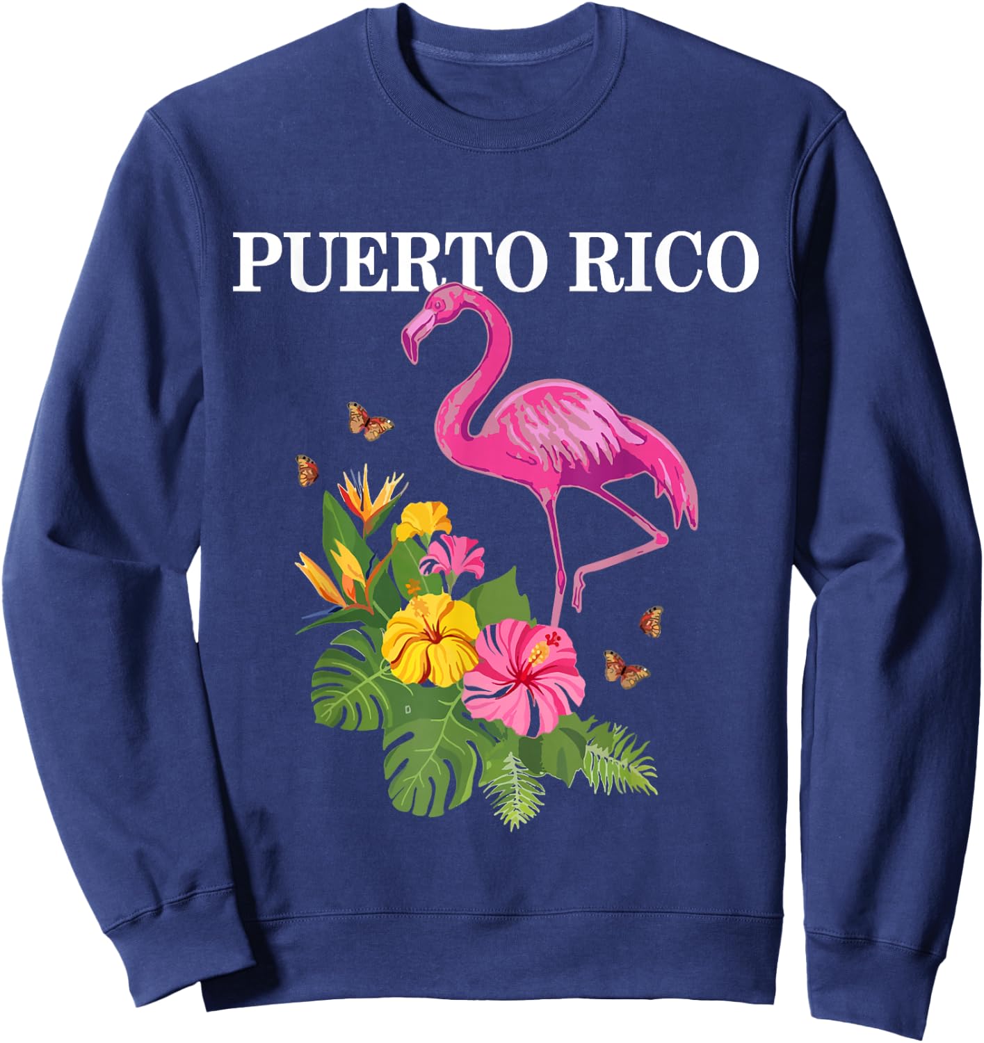 Puerto Rico Flamingo Pride Puerto Rican Souvenir Vintage Sweatshirt - Sweatshirt | Navy