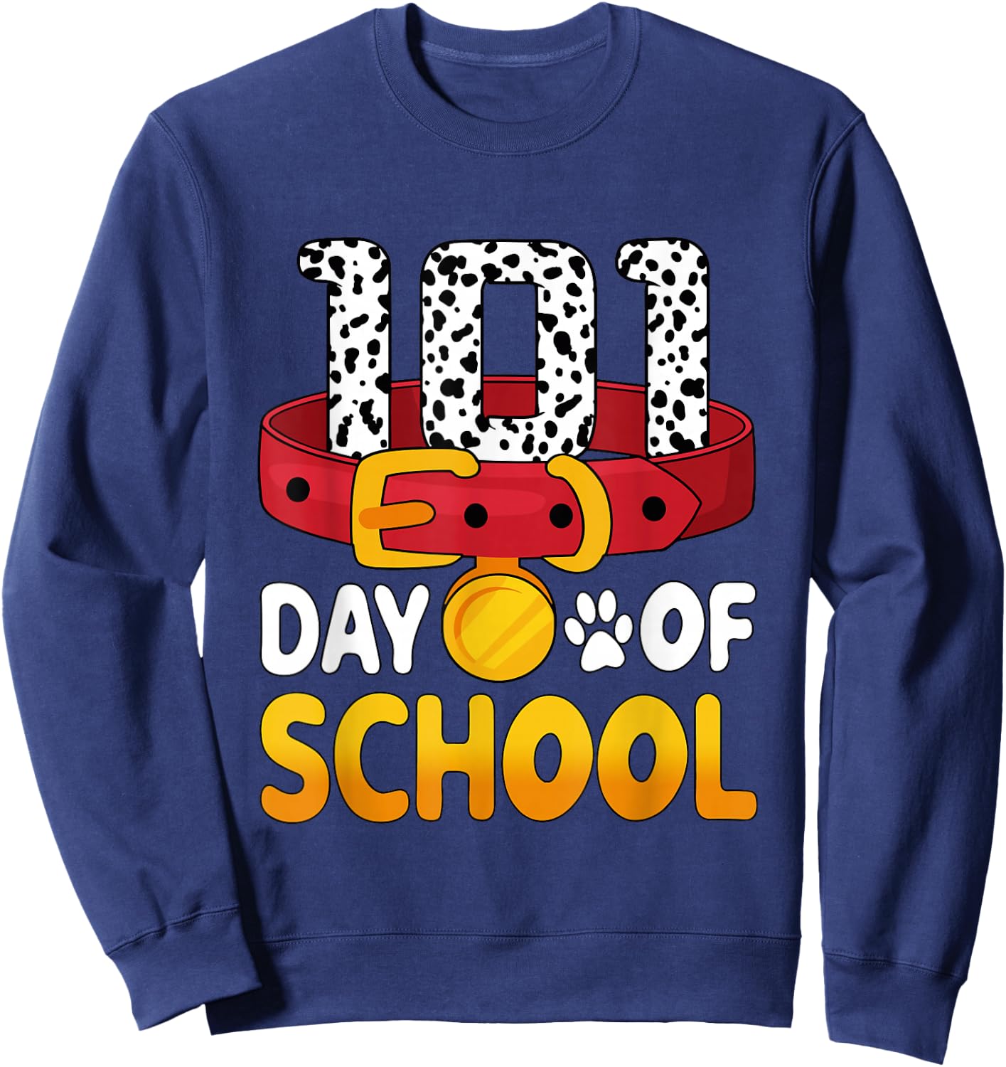 100 Days Of School Dalmatian Dog Boy Kid 100th Day Of School Sweatshirt - Sweatshirt | Navy