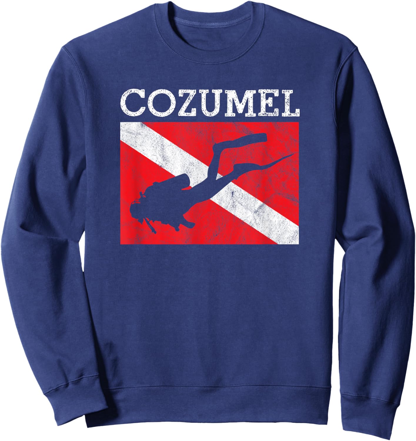 Vintage Cozumel Mexico Scuba Dive Flag Vacation Souvenir Sweatshirt - Sweatshirt | Navy
