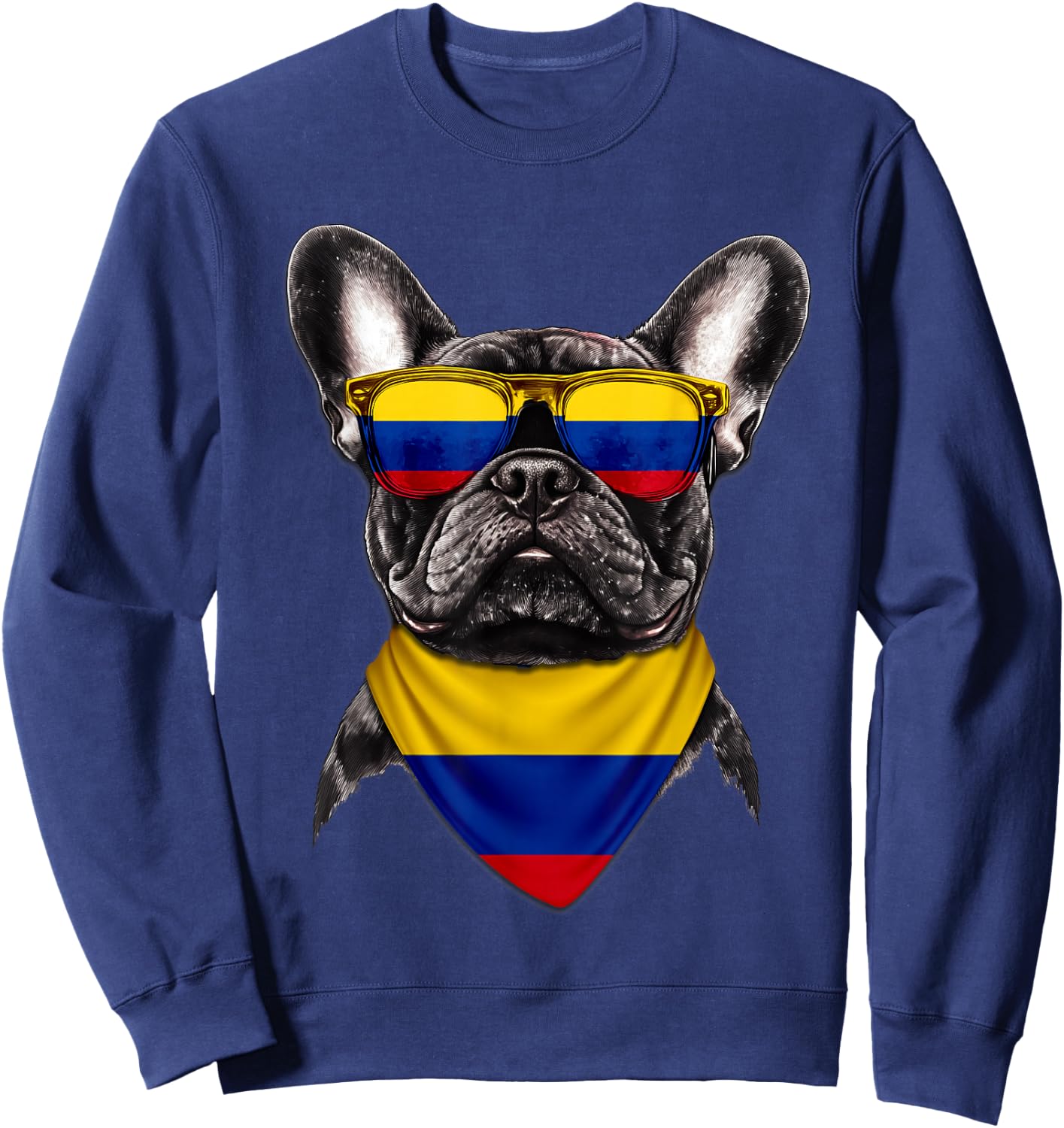 Colombian Flag American French Bulldog Heritage Colombia Sweatshirt - Sweatshirt | Navy