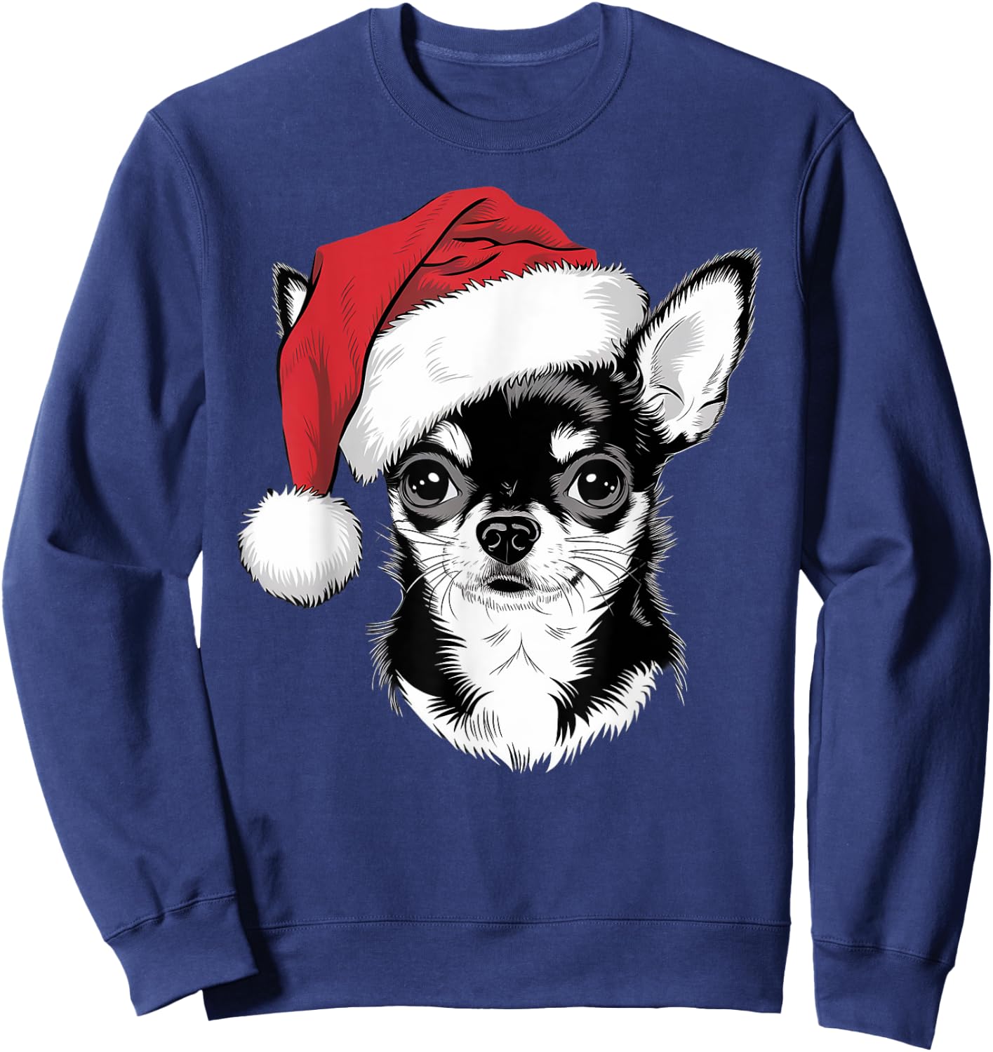 Joyful Chihuahua Santa Dog on Chihuahua Christmas Women Kids Sweatshirt - Sweatshirt | Navy