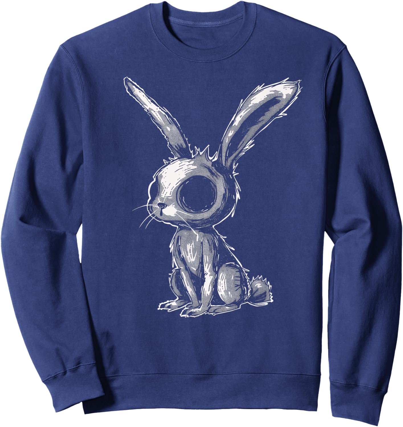 Weird Bunny Rabbit Alt Goth Grunge Horror Creepy Aesthetic Sweatshirt - Sweatshirt | Navy