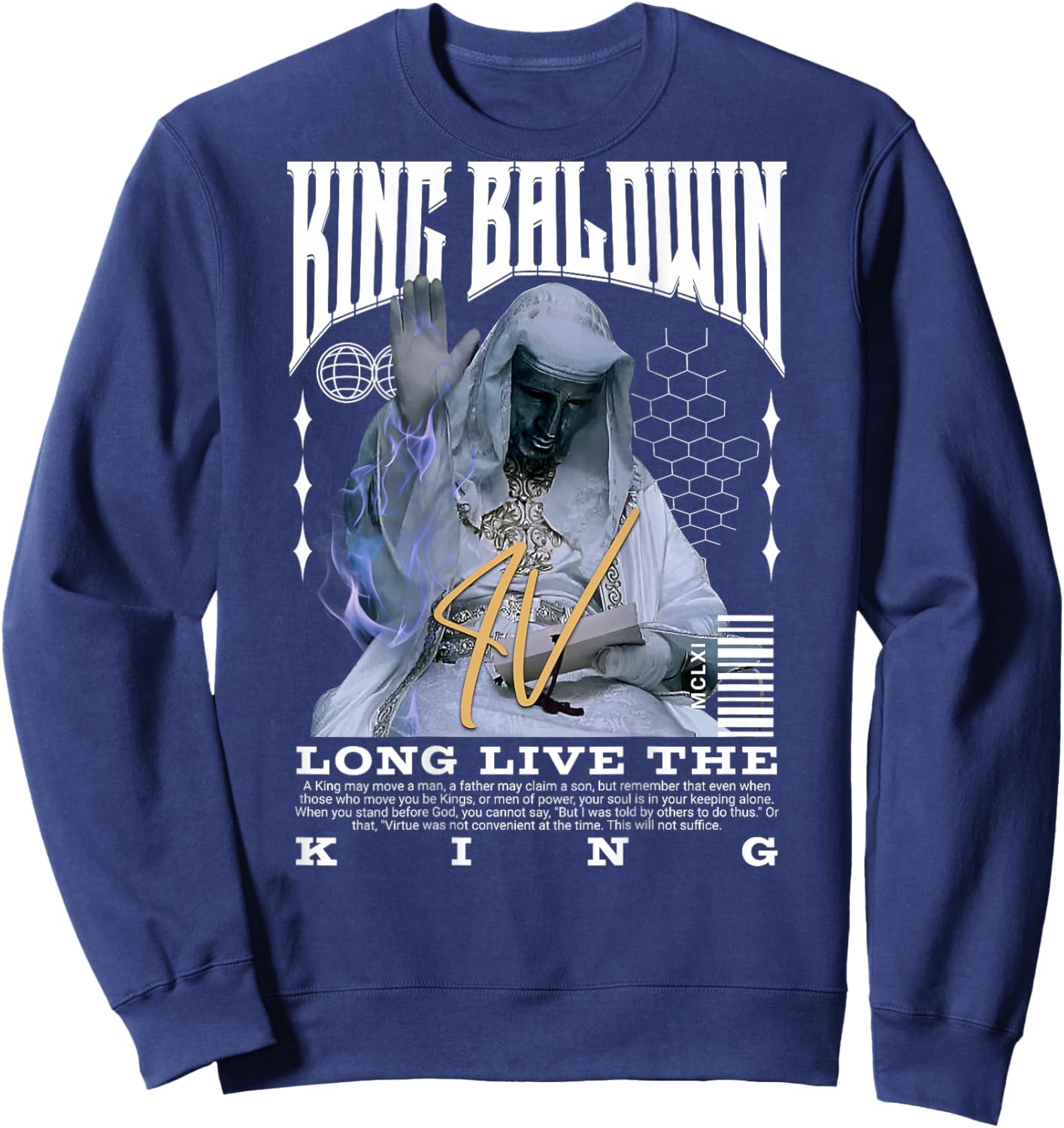 BACKPRINT King Baldwin IV , black Sweatshirt - Sweatshirt | Navy