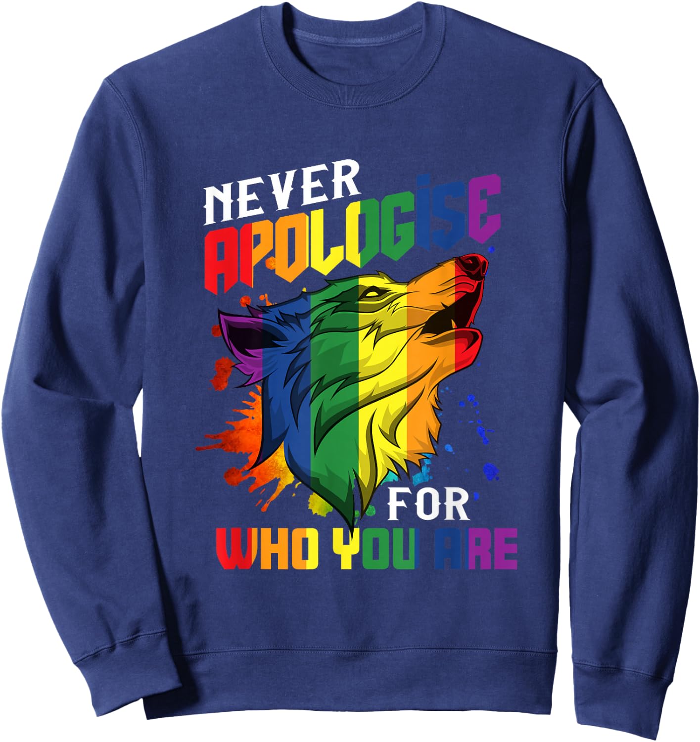 Schwule Wölfe Rainbow Wolfs Skin Gay Pride LGBT Sweatshirt - Sweatshirt | Navy