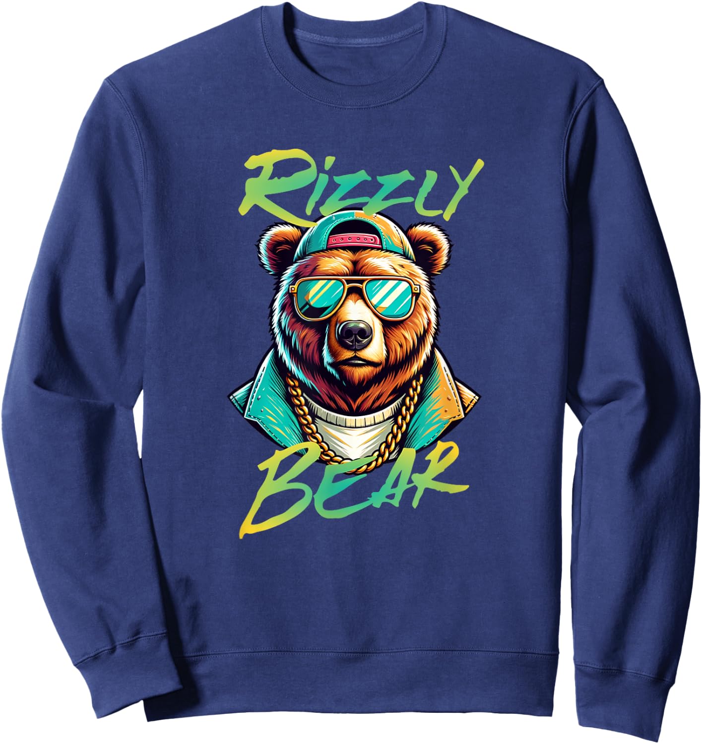 Rizzly Bear funny Gen Alpha viral influencer slang Sweatshirt - Sweatshirt | Navy