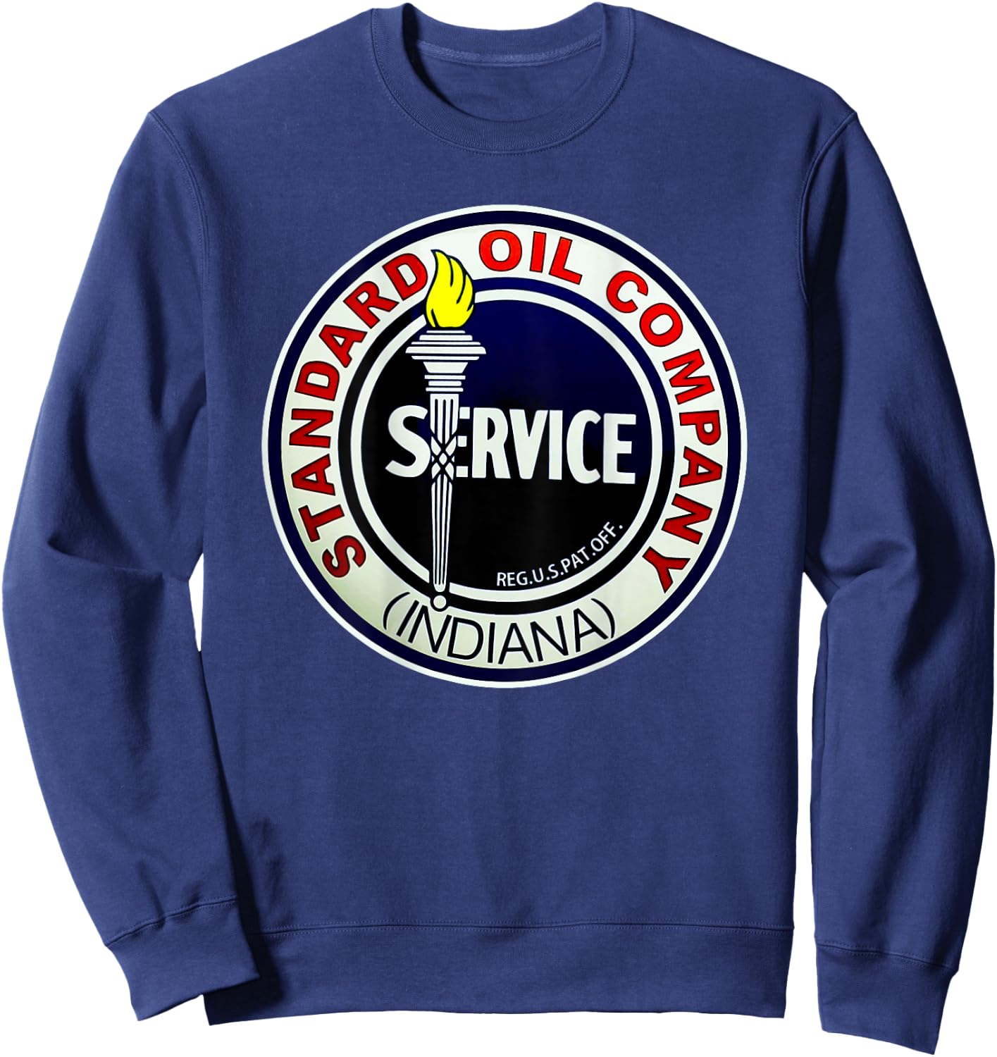 Back Print Only Retro Vintage Gas Station Standard Motor Oil Sweatshirt - Sweatshirt | Navy