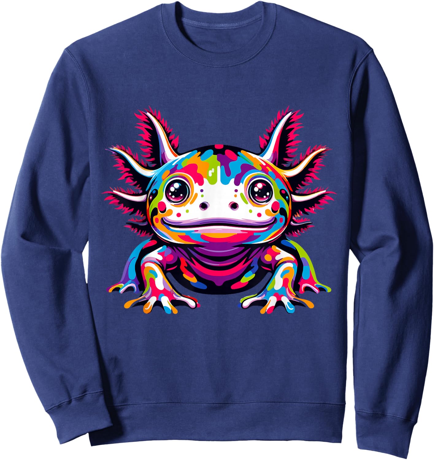 Axolotl rainbow Kawaii colorful love Axolotls herpetologist Sweatshirt - Sweatshirt | Navy