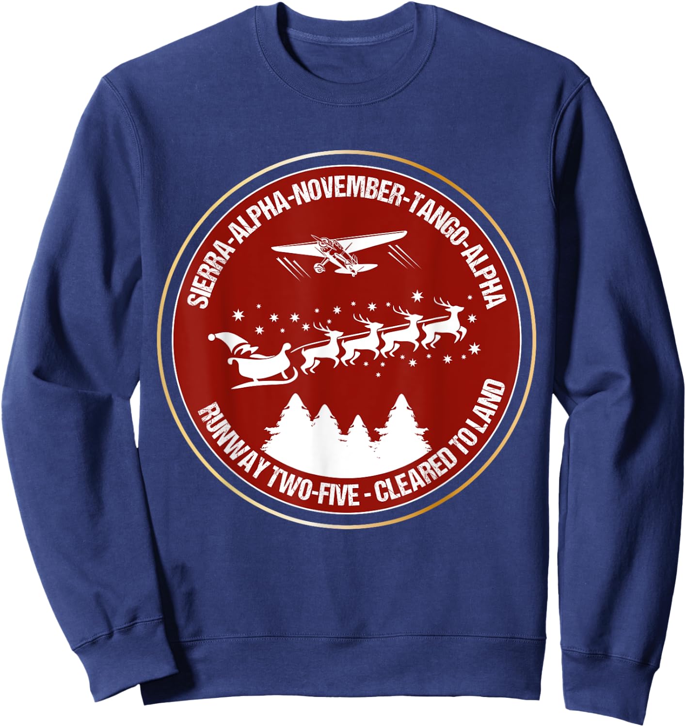 Funny Santa Airlines Christmas Gift Pilots Aviator Sweatshirt - Sweatshirt | Navy
