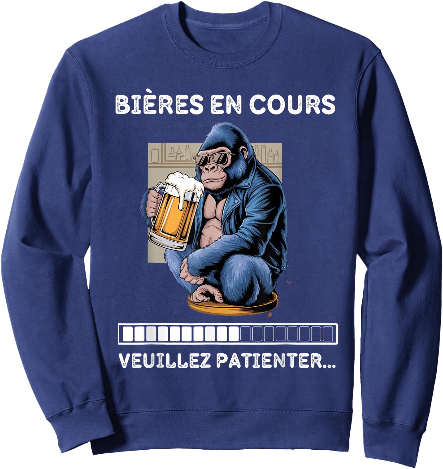 Gift beer aperitif humour man gorilla Sweatshirt - Sweatshirt | Navy