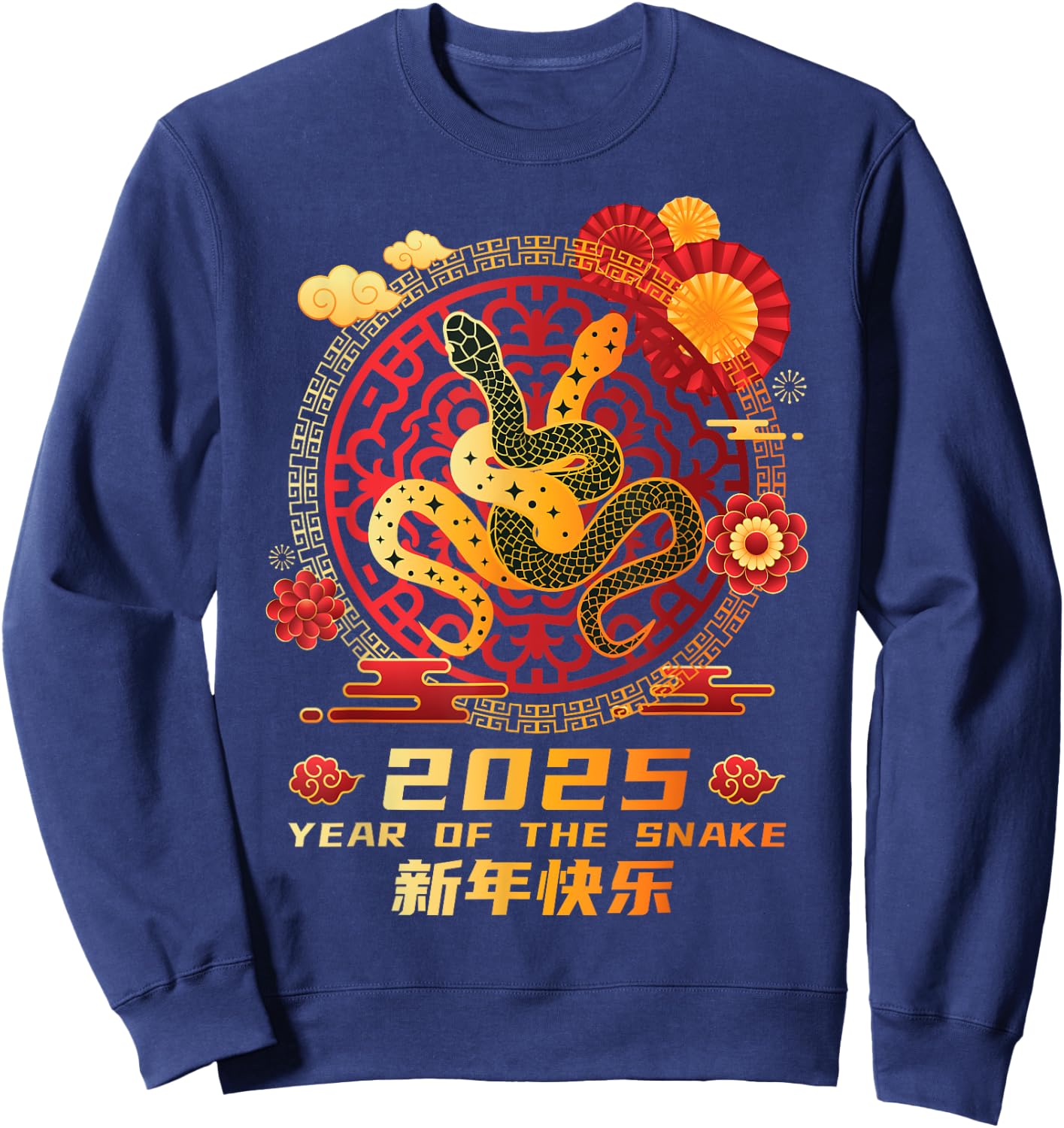Year of the Snake 2025 Chinese Zodiac New Year Sweatshirt - Sweatshirt | Navy