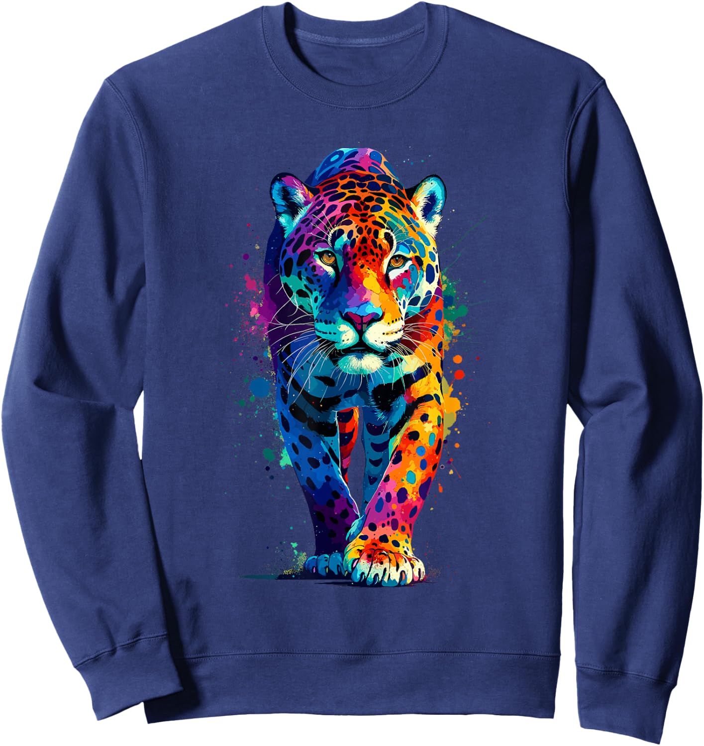 Colorful Splash Art Jaguar Jaguars Zoo Sweatshirt - Sweatshirt | Navy