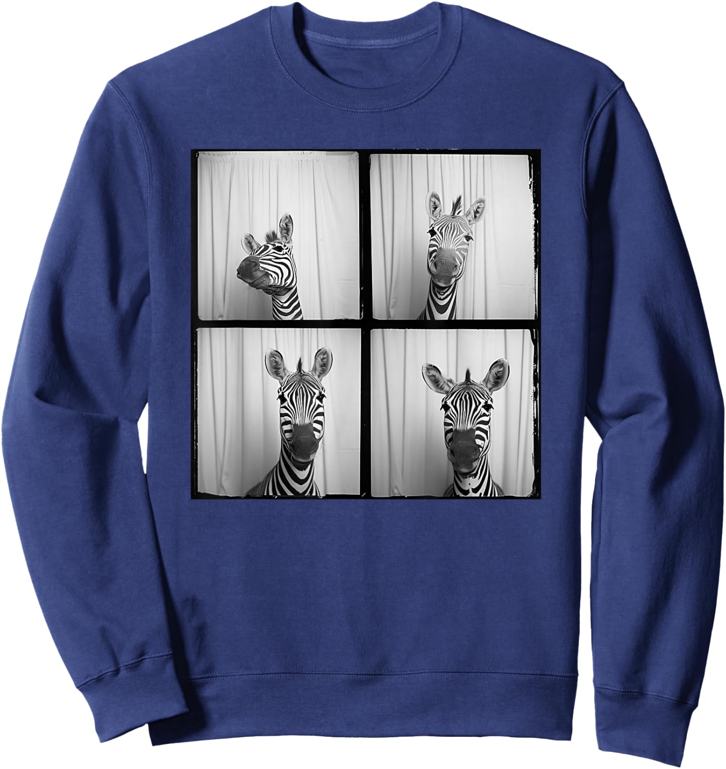 Cute Zebra Face Photobooth Safari Zoo Animal Sweatshirt - Sweatshirt | Navy