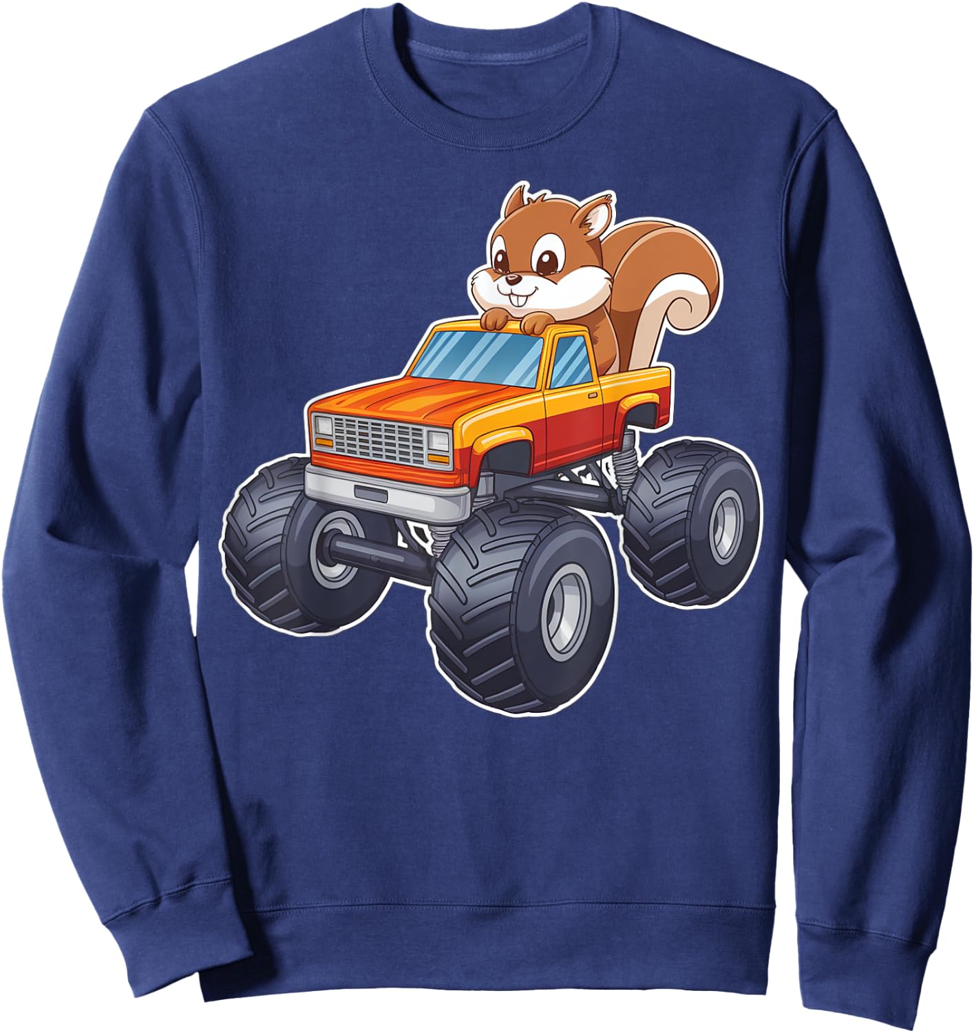 Cute Monster Truck With Squirrel Sweatshirt - Sweatshirt | Navy
