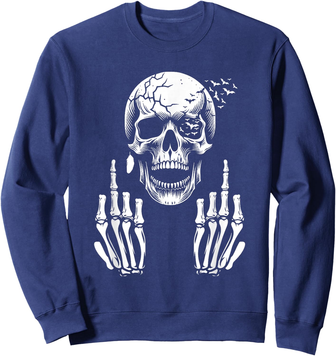 Skull Skeleton Middle Finger Shirt Funny Adult Humour F You , black Sweatshirt - Sweatshirt | Navy