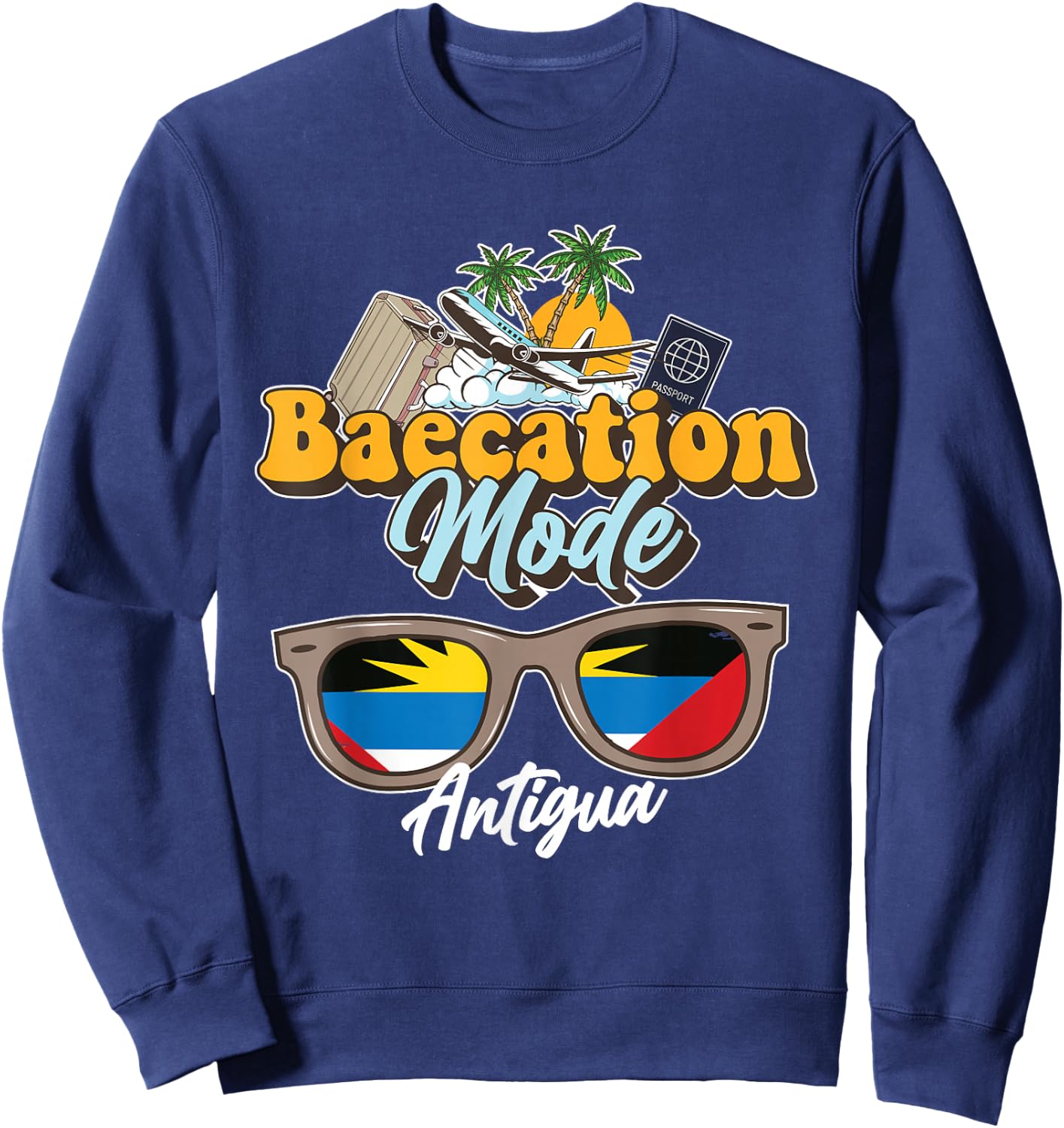 Baecation Antigua Bound Couple Travel Goal Vacation Trip Sweatshirt - Sweatshirt | Navy