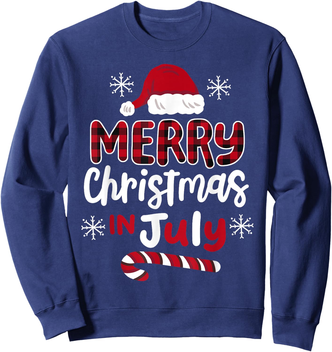 Merry Christmas in July Buffalo Plaid Men Women Kids Sweatshirt - Sweatshirt | Navy