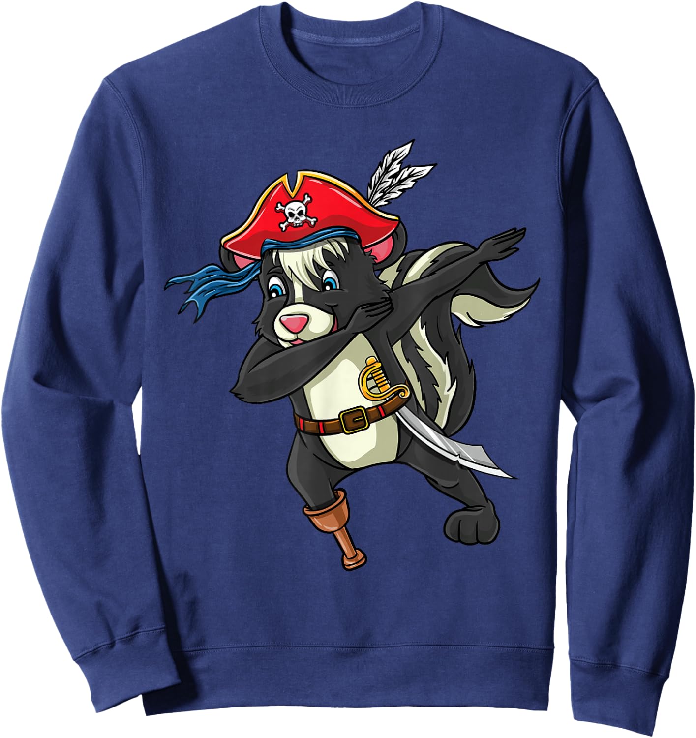 Dabbing Pirate Skunk Halloween Sweatshirt - Sweatshirt | Navy
