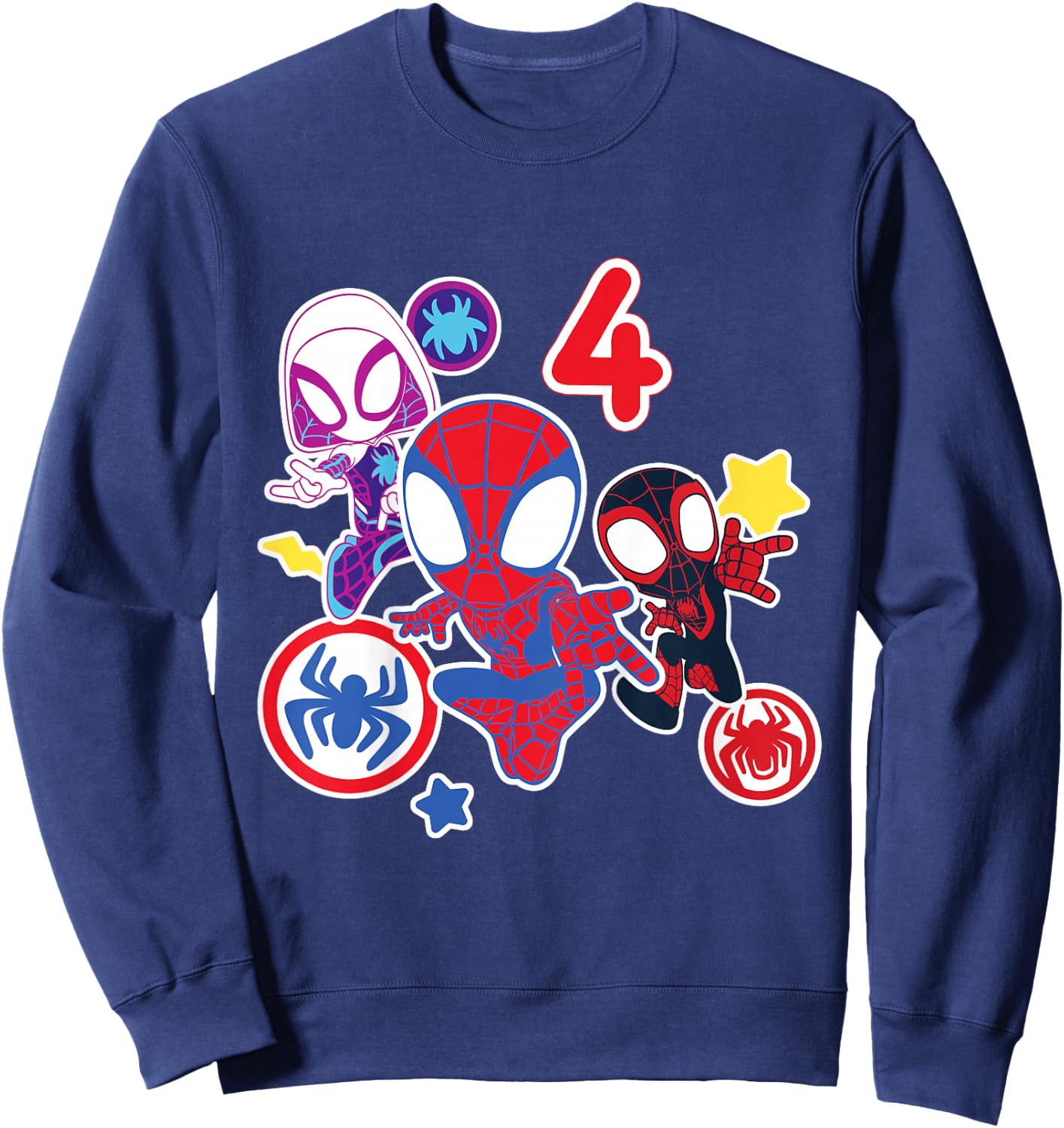 Children's Marvel Spidey and His Amazing Friends 4 Year Old Birthday , black Sweatshirt - Sweatshirt | Navy