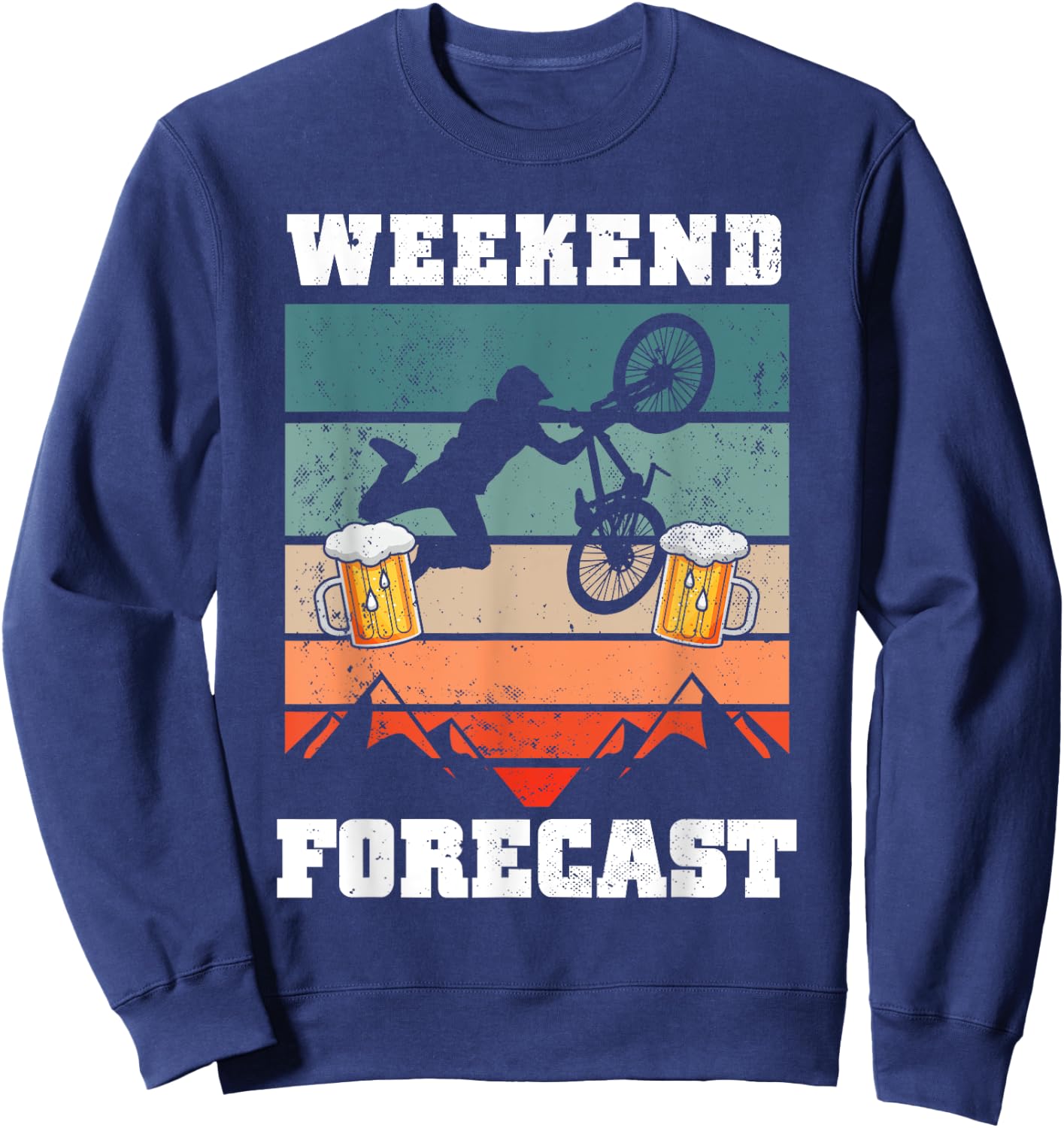 Mountain Biking and Beer Funny MTB Gift Sweatshirt - Sweatshirt | Navy
