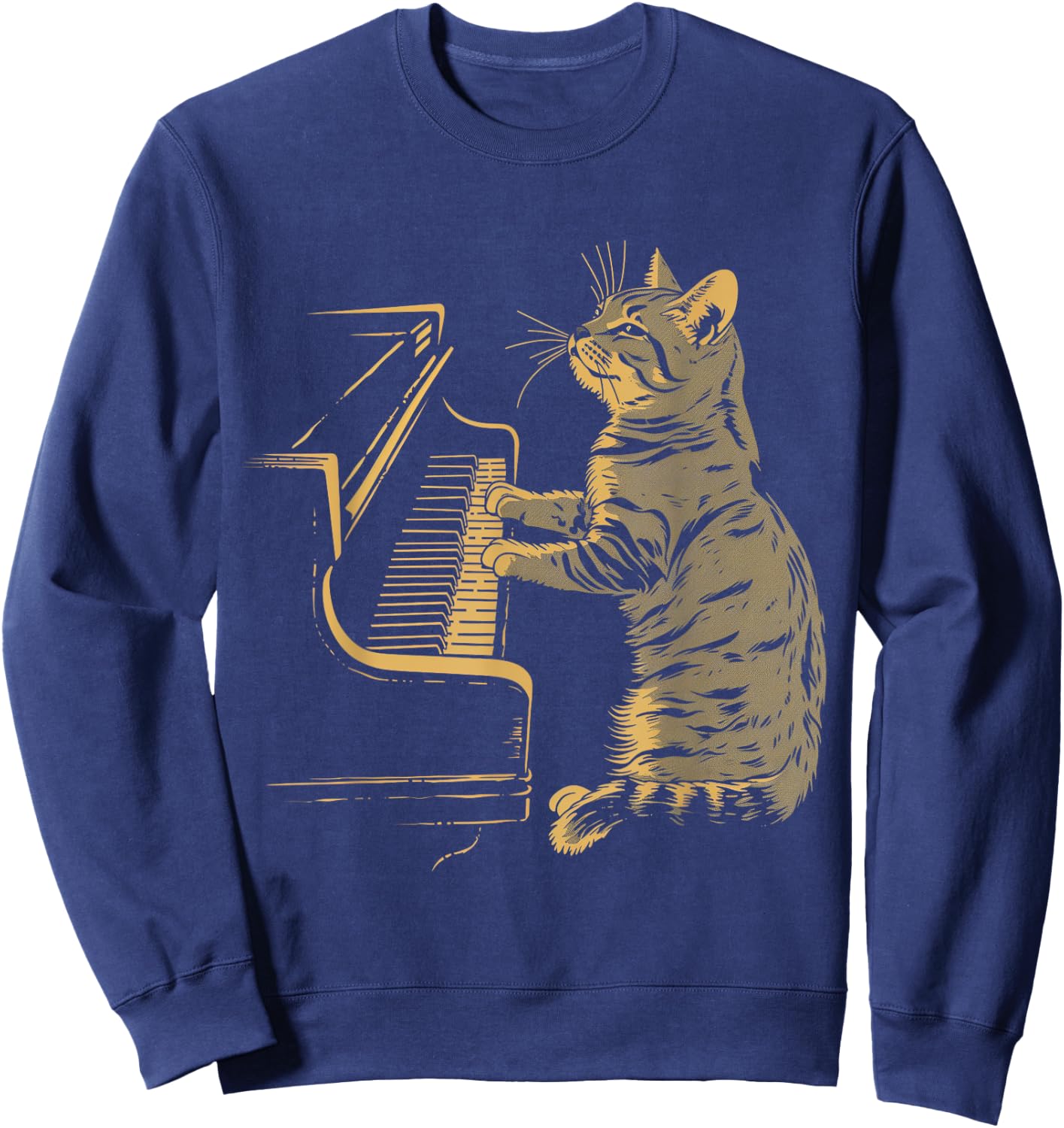 Klavier Katze Lustige Klassische Musik Noten Orchester Pianist Sweatshirt - Sweatshirt | Navy