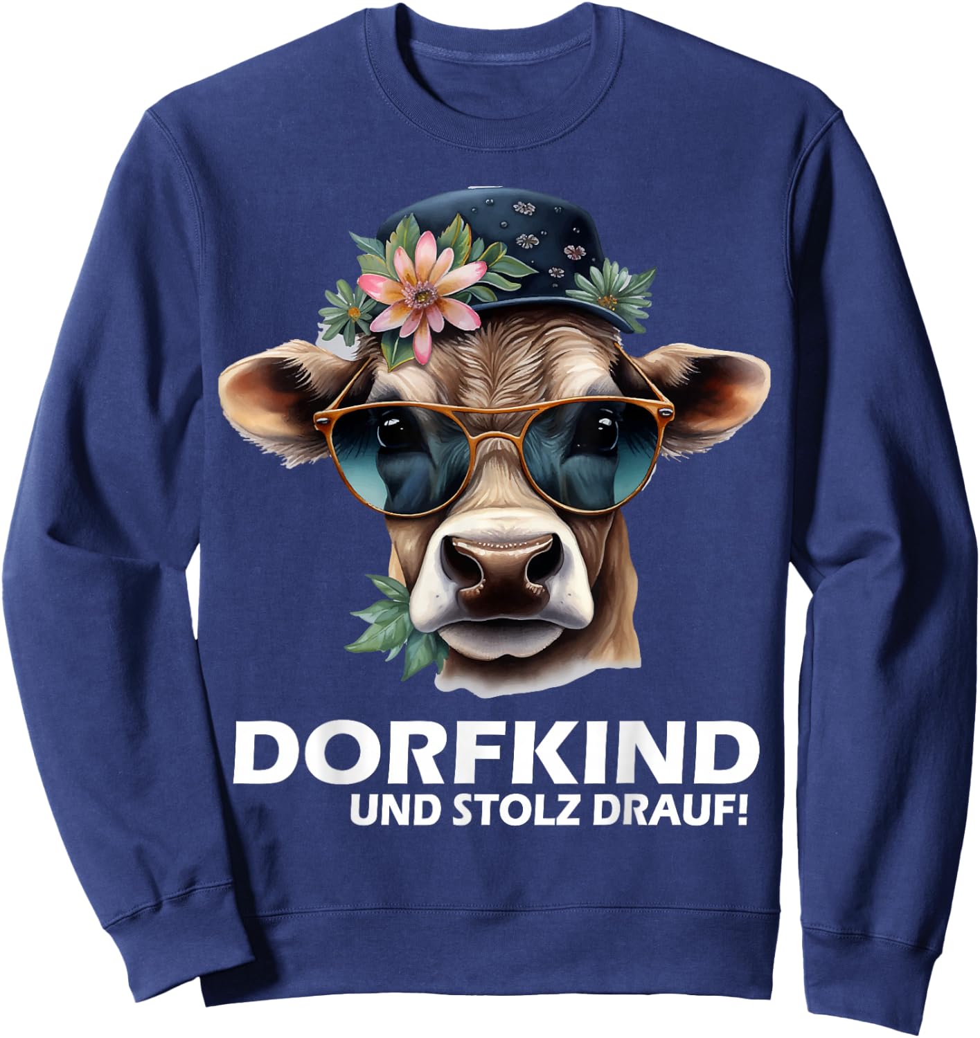 Farmers Cute Cow for Children Village Child Gift Girls , black Sweatshirt - Sweatshirt | Navy