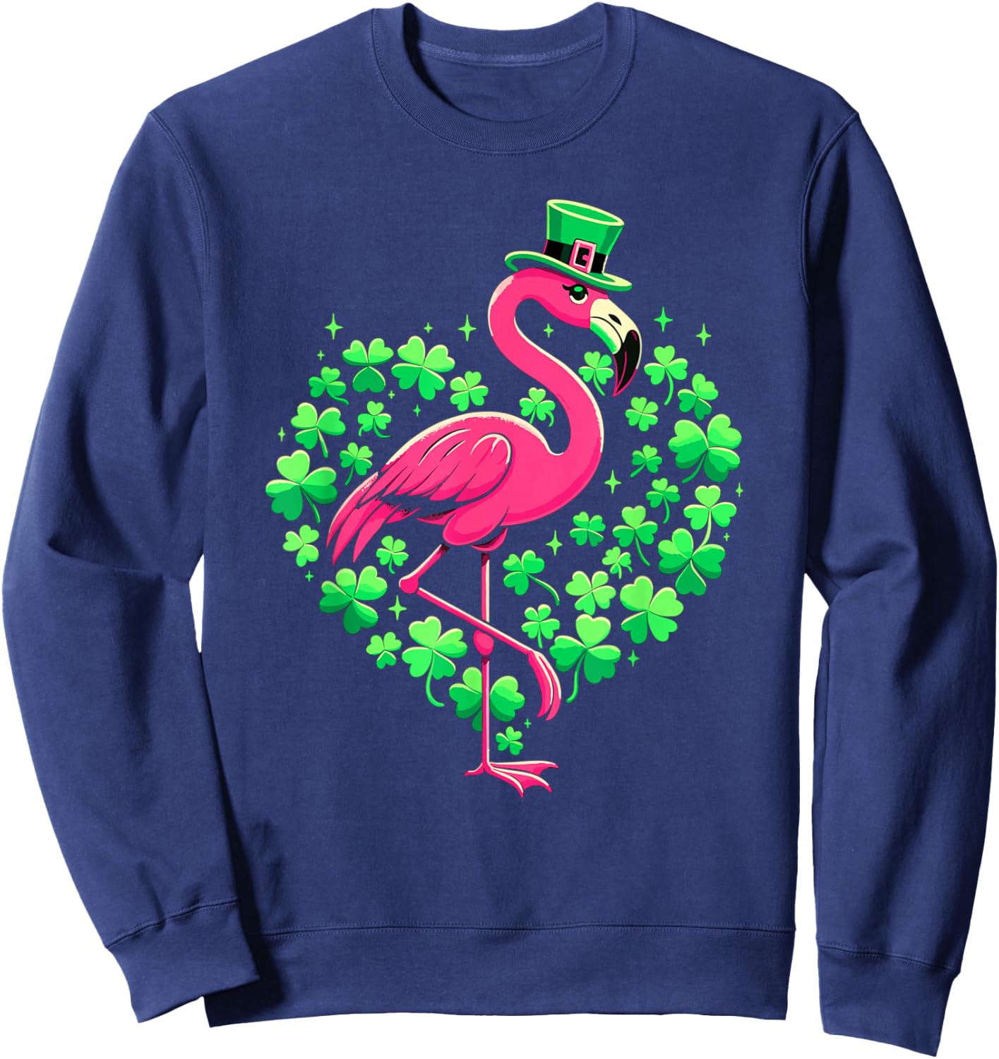 St Patricks Day Irish Flamingo Sweatshirt - Sweatshirt | Navy