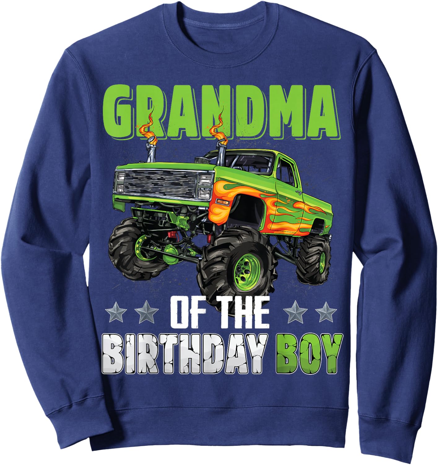 Grandma of Birthday Boy Monster Truck Car Family Matching Sweatshirt - Sweatshirt | Navy