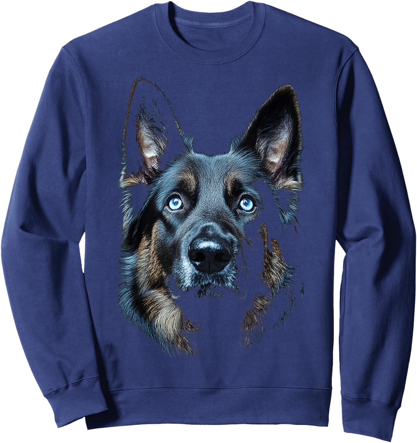 German Shepherd Dog Motif Pet Blue Eyes German Shepherd Sweatshirt - Sweatshirt | Navy