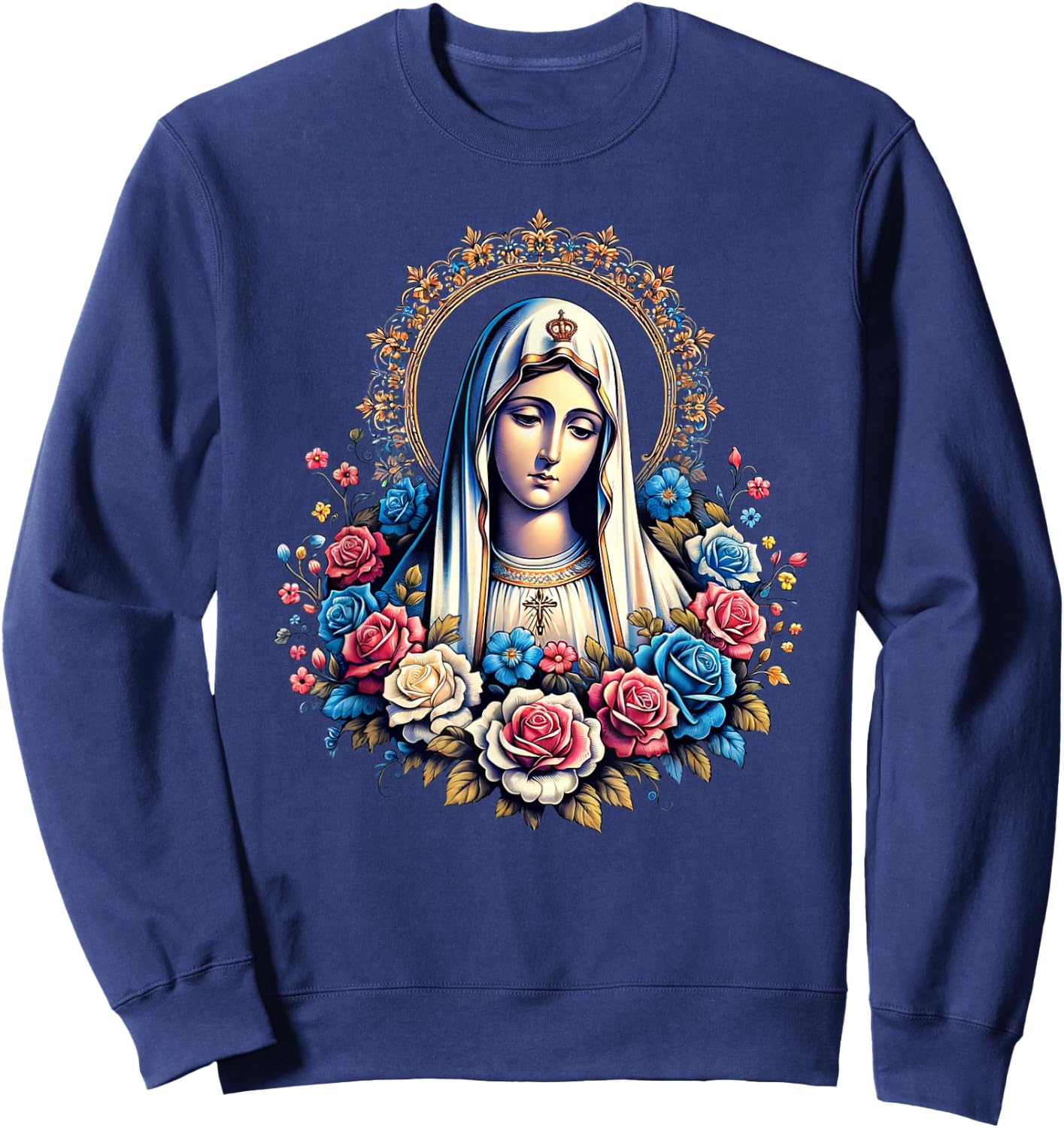 Our Lady of Fatima Saint Mary Mother Mary Powerful Symbol , Black, S Sweatshirt - Sweatshirt | Navy