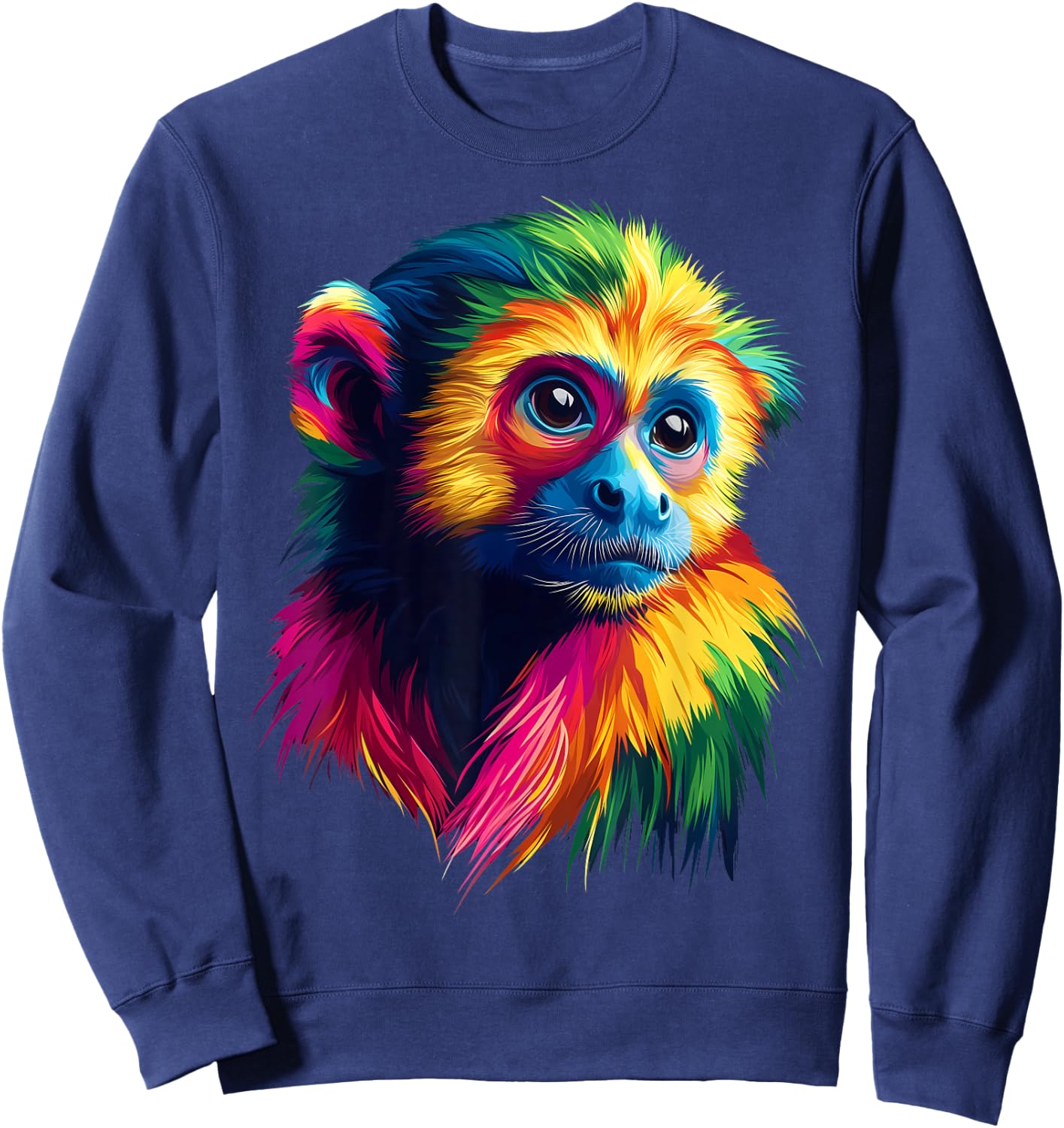 Colorful Capuchin Monkey Cute Rainforest Jungle Animal Black Sweatshirt - Sweatshirt | Navy