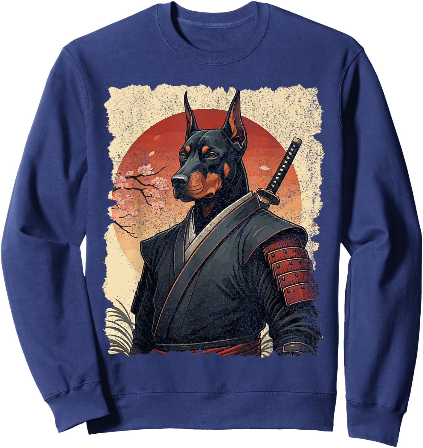 Ninja Doberman Samurai Warrior Katana Japanese Art Sweatshirt - Sweatshirt | Navy