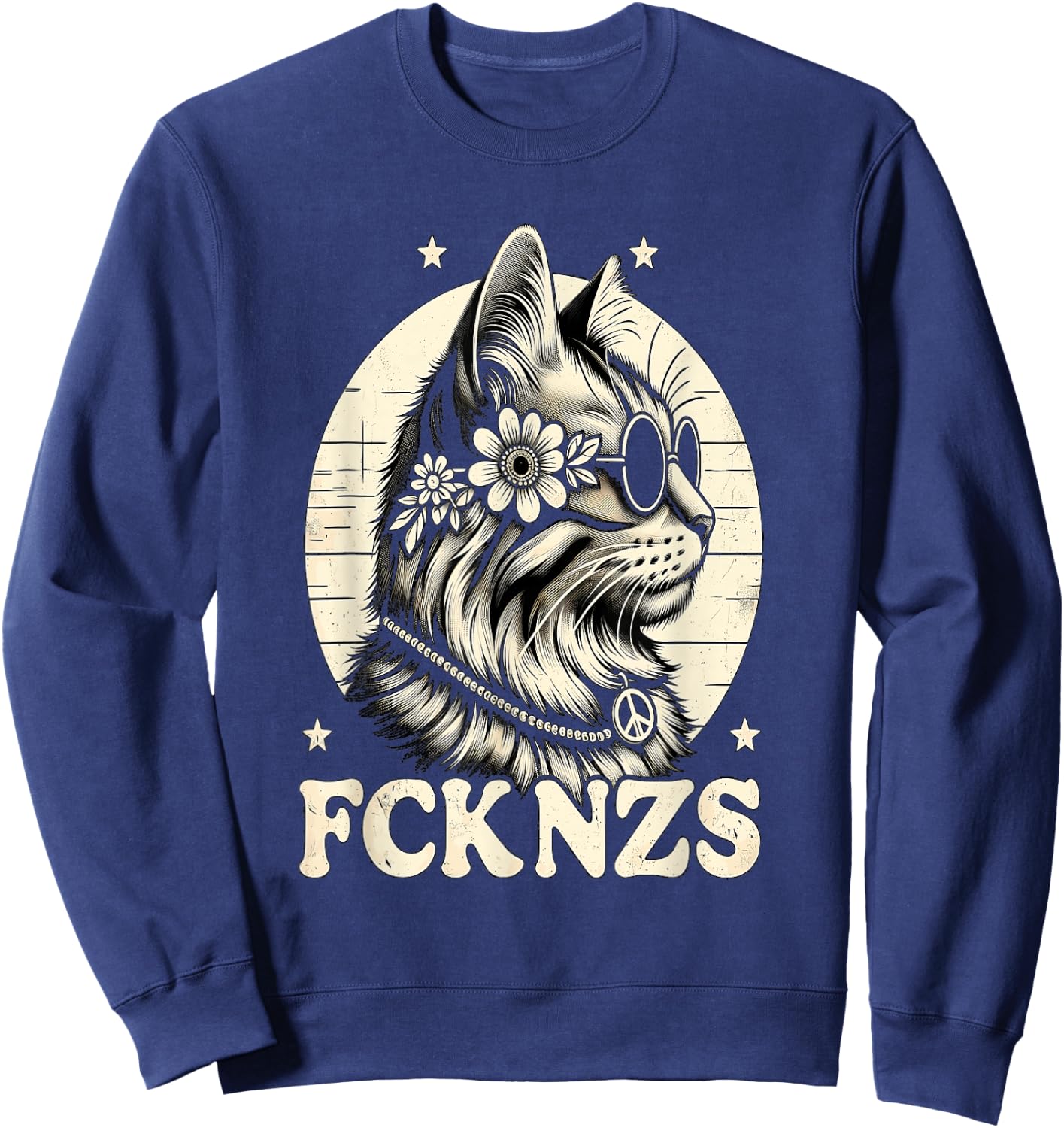 FCK NZS Cute Cat , black Sweatshirt - Sweatshirt | Navy