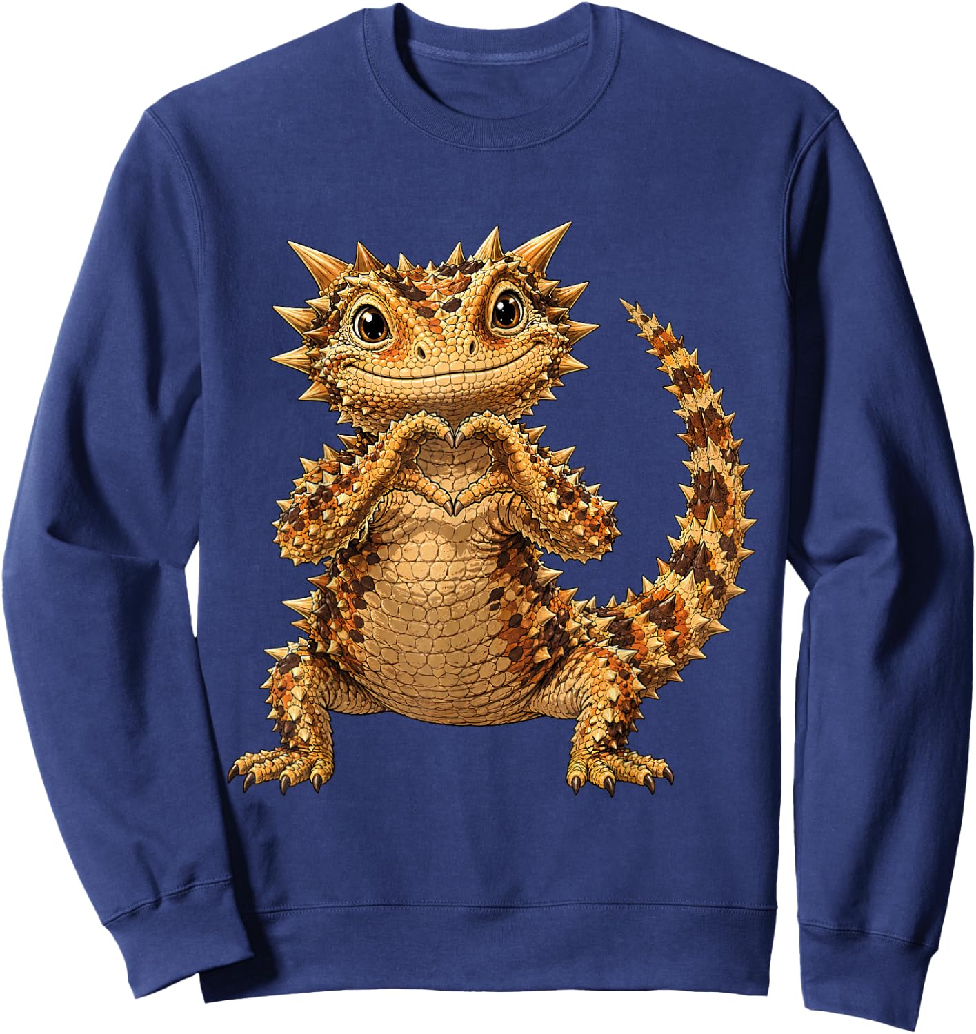 Thorny Devil with Heart | Cute Lizard with Heart Symbol Sweatshirt - Sweatshirt | Navy