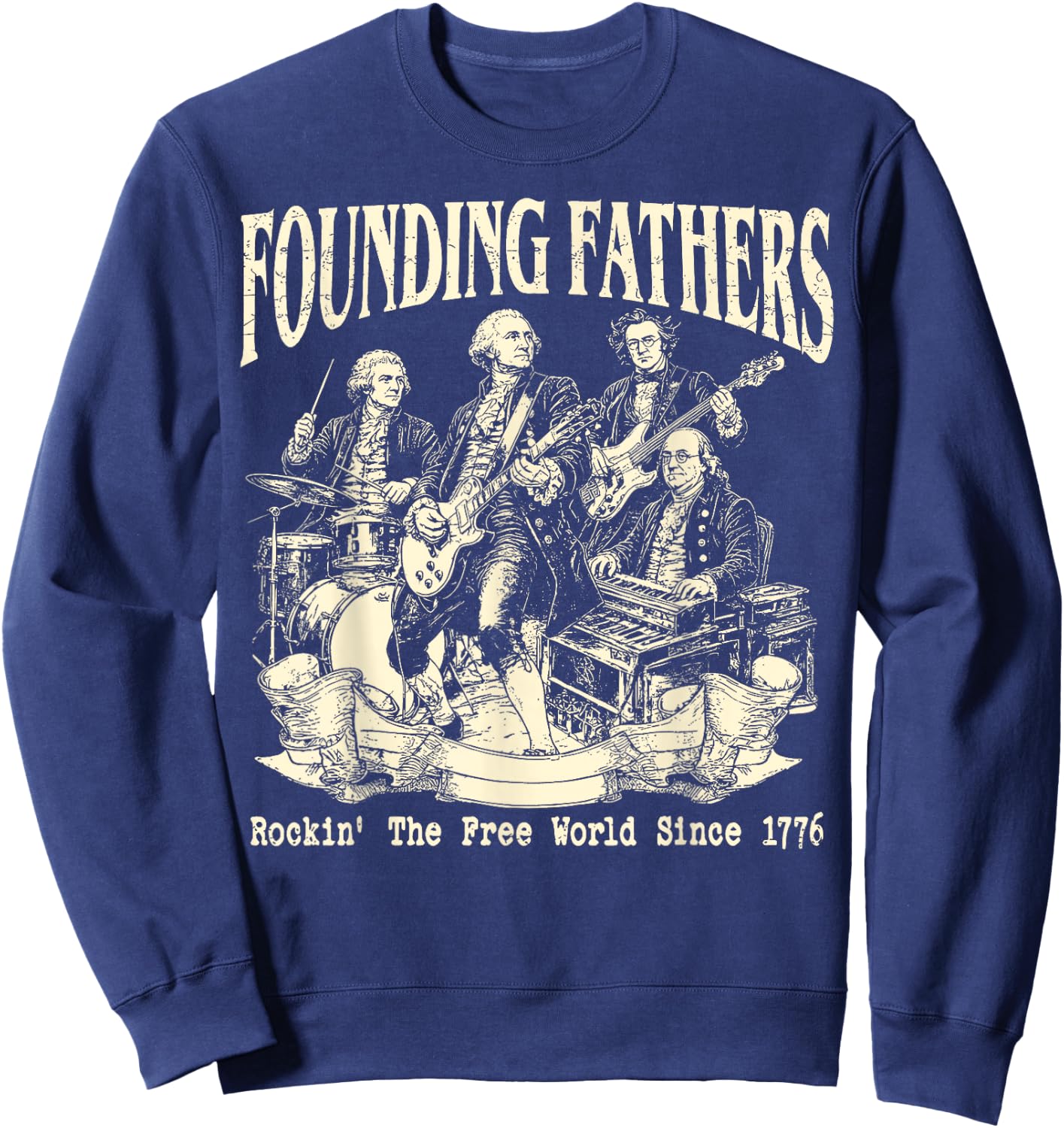 Founding Fathers Fan Club Est 1776 250 Years 4th of July Sweatshirt - Sweatshirt | Navy