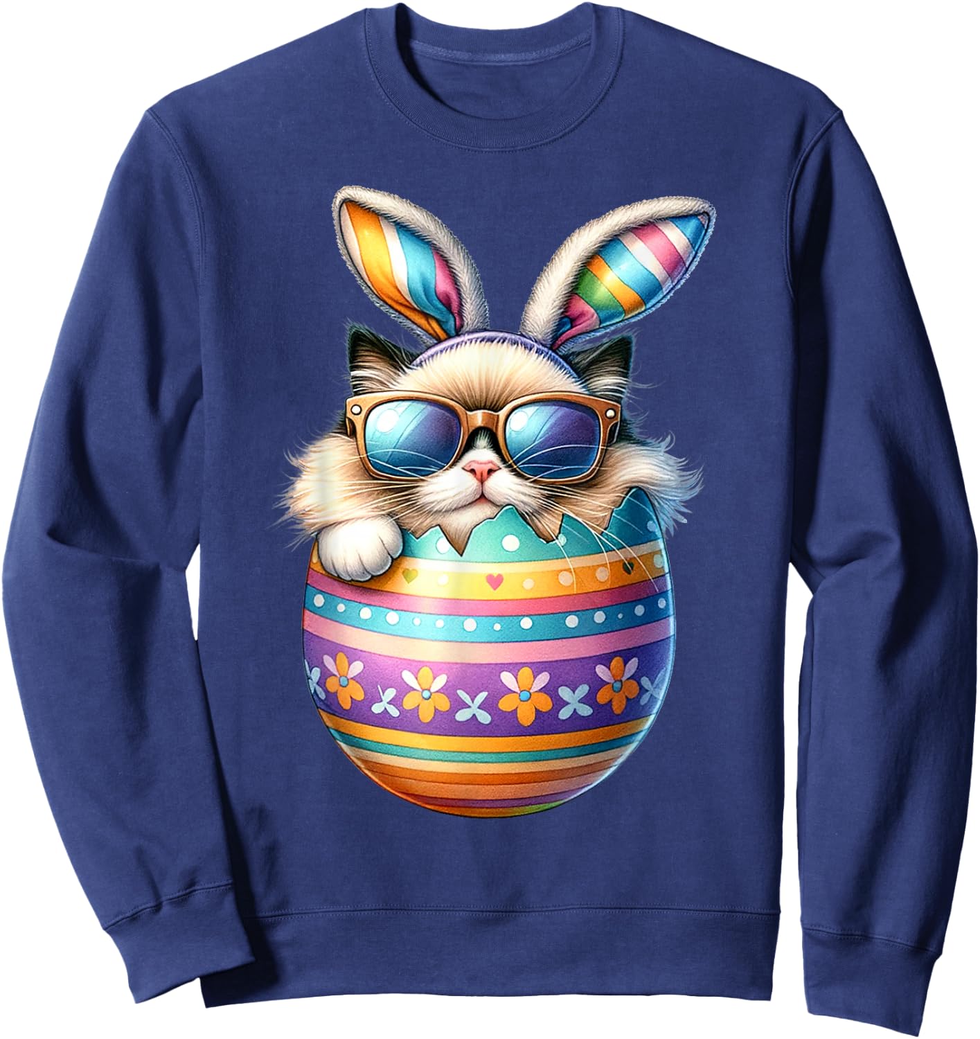 Ragdoll Cat Lover Easter Egg Happy Easter Bunny Ears Sweatshirt - Sweatshirt | Navy
