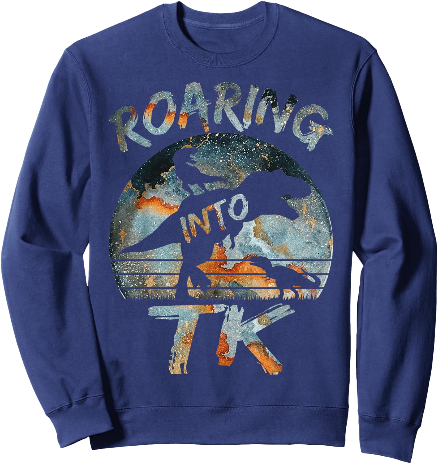 Roaring into TK Back To School Dinossaur TK T Rex Boys Sweatshirt - Sweatshirt | Navy