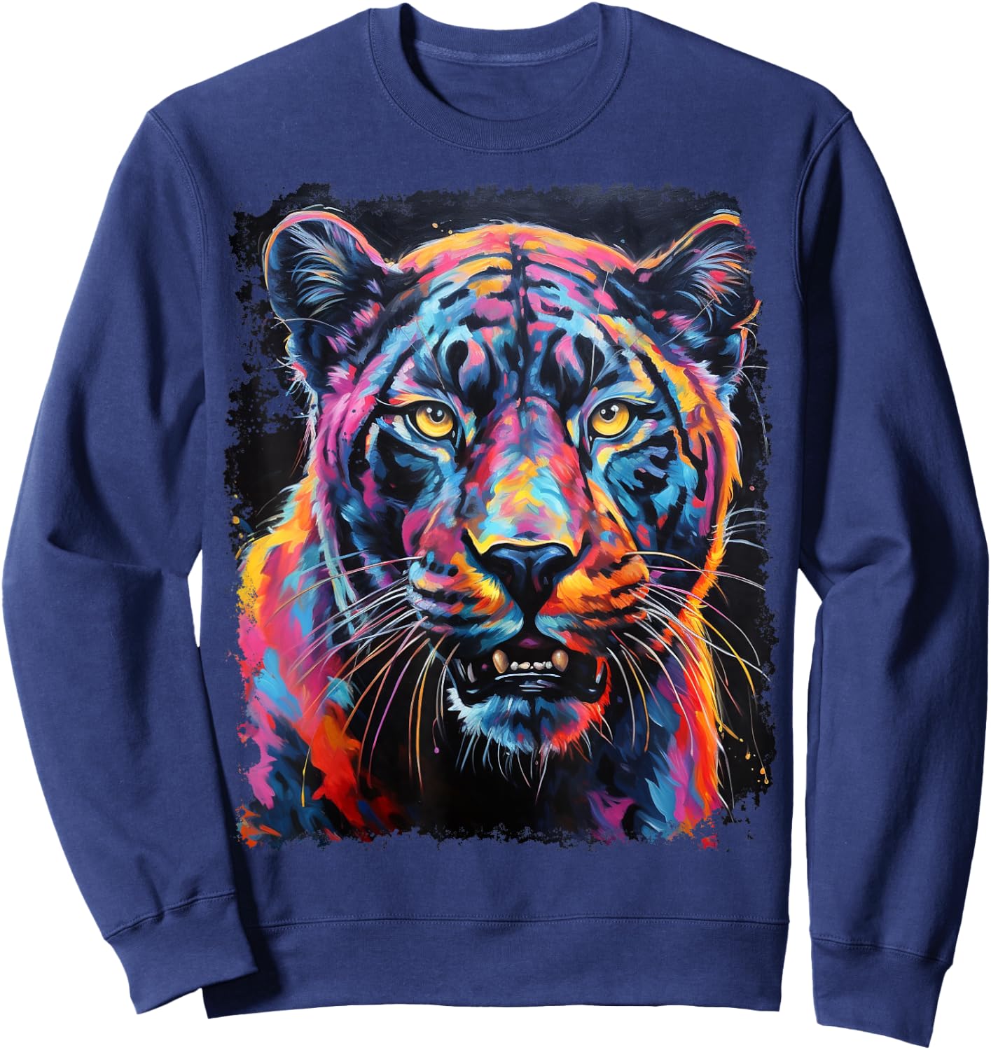 Pop Art Rainbow Panther Black Sweatshirt - Sweatshirt | Navy