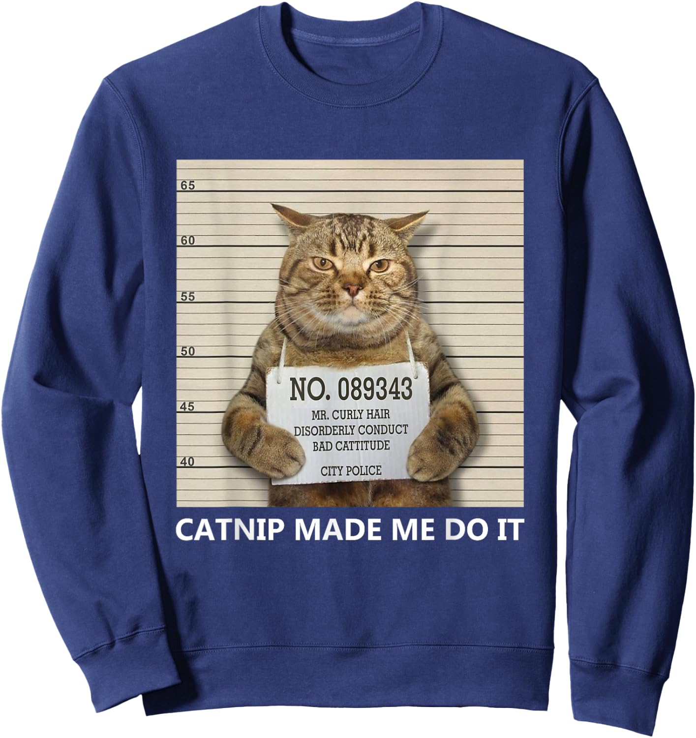 Catnip Made Me Do It Funny Cat Women Sweatshirt - Sweatshirt | Navy
