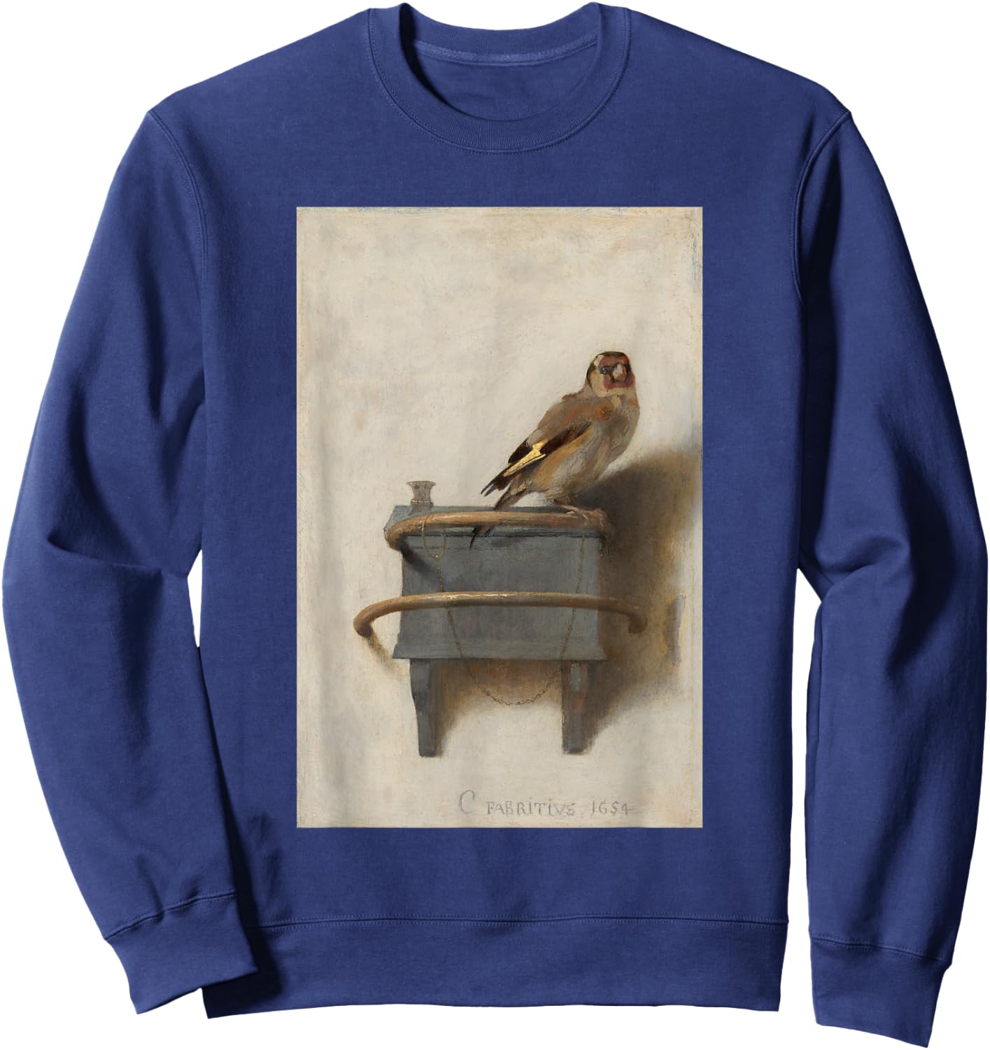 The Goldfinch by Carel Fabritius Bird Painting Fine Art Sweatshirt - Sweatshirt | Navy