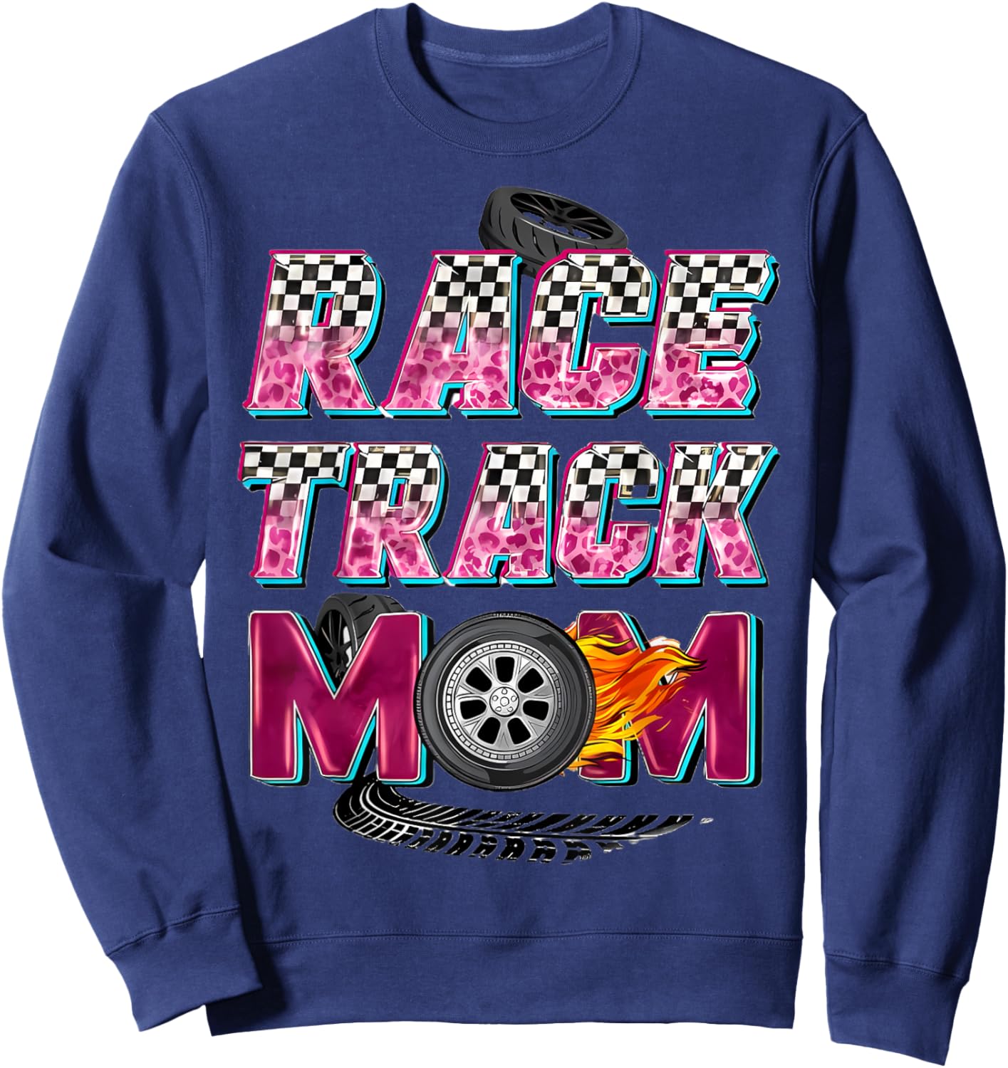 Race Track Mom Race Track Flag Car Racing Mother's Day Gifts Sweatshirt - Sweatshirt | Navy
